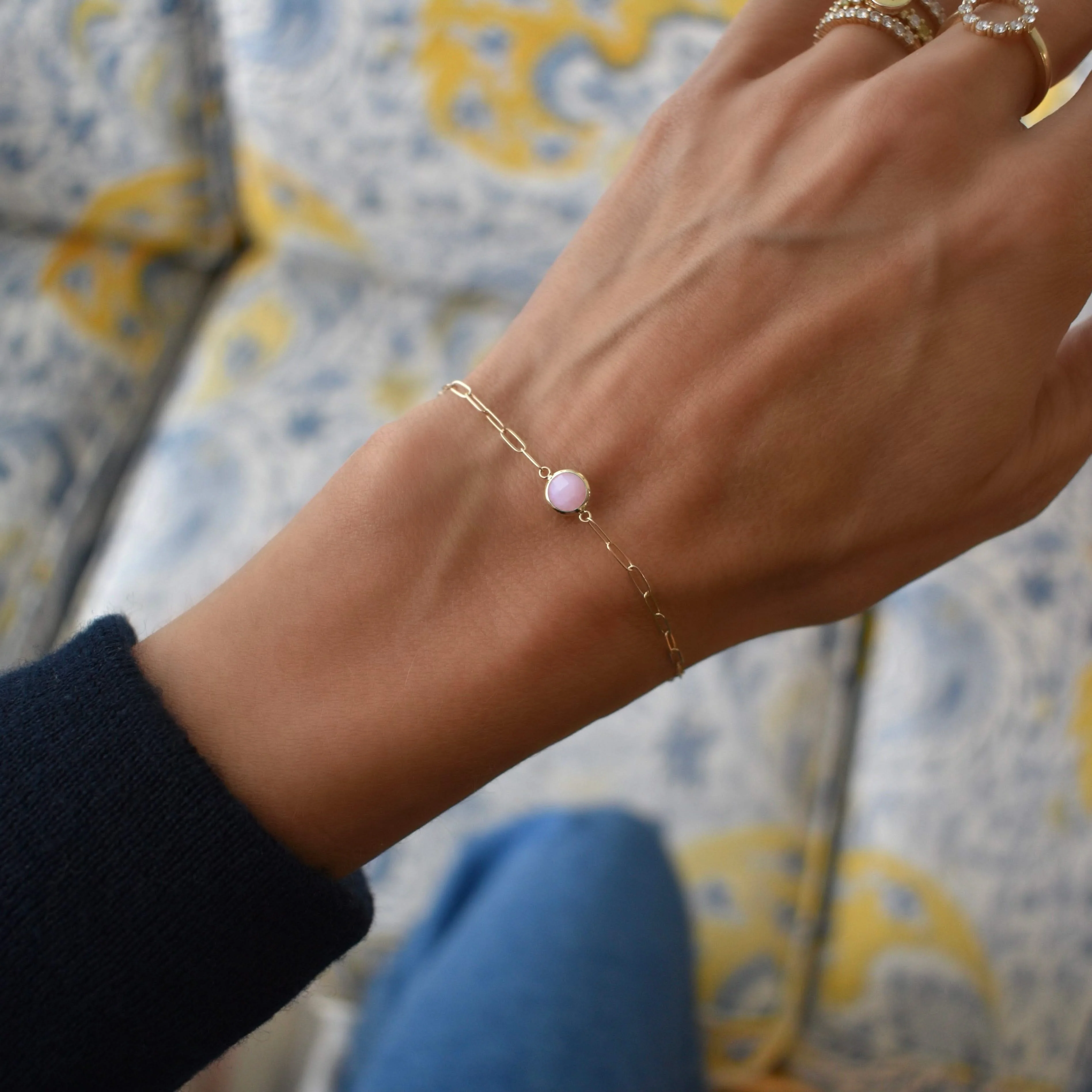 Grand 1 Pink Opal Adelaide Mini Bracelet in 14k Gold (October) - Image 6