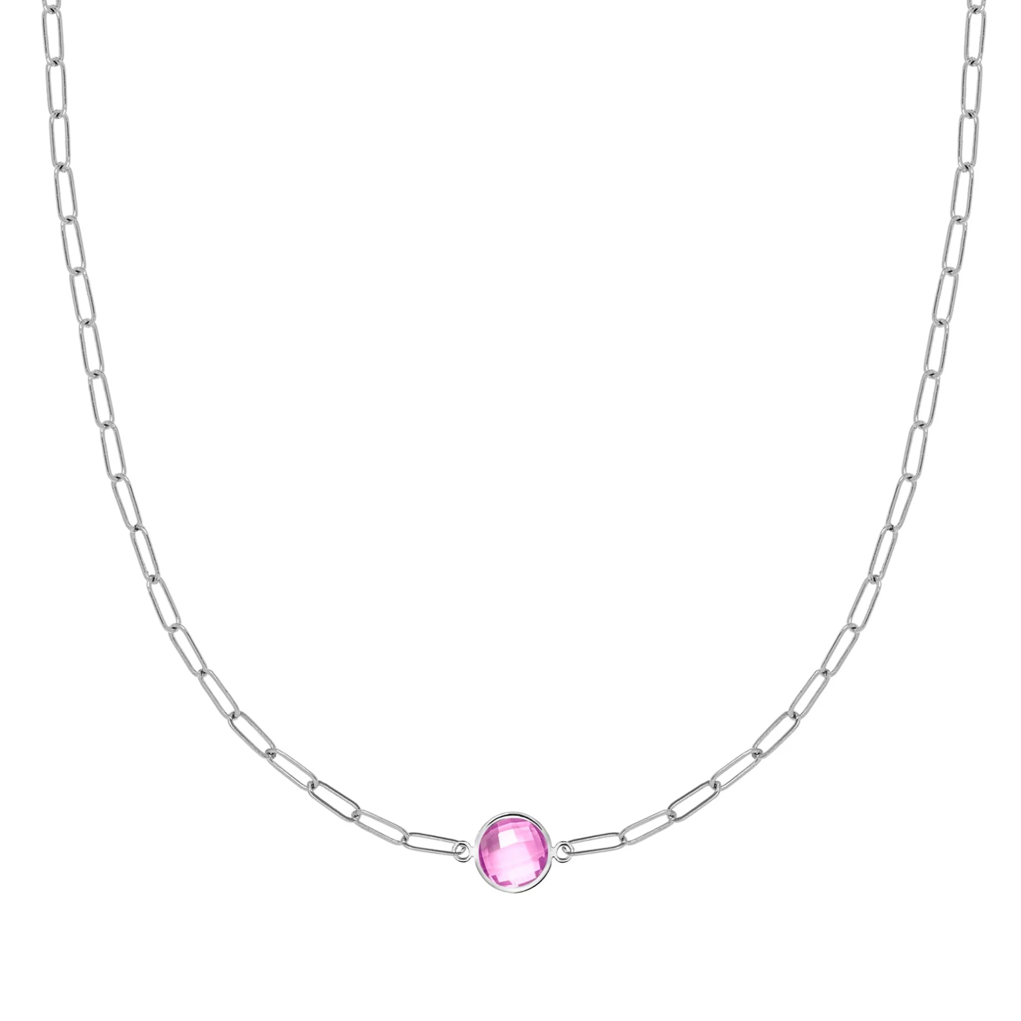 Grand 1 Pink Sapphire Adelaide Mini Necklace in 14k Gold (October) - Image 7