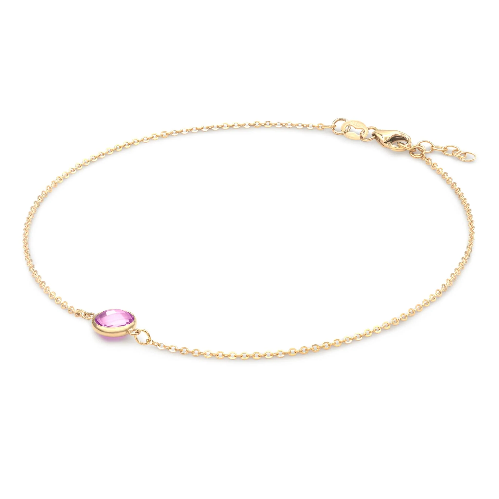 Grand 1 Pink Sapphire Bracelet in 14k Gold (October) - Image 4