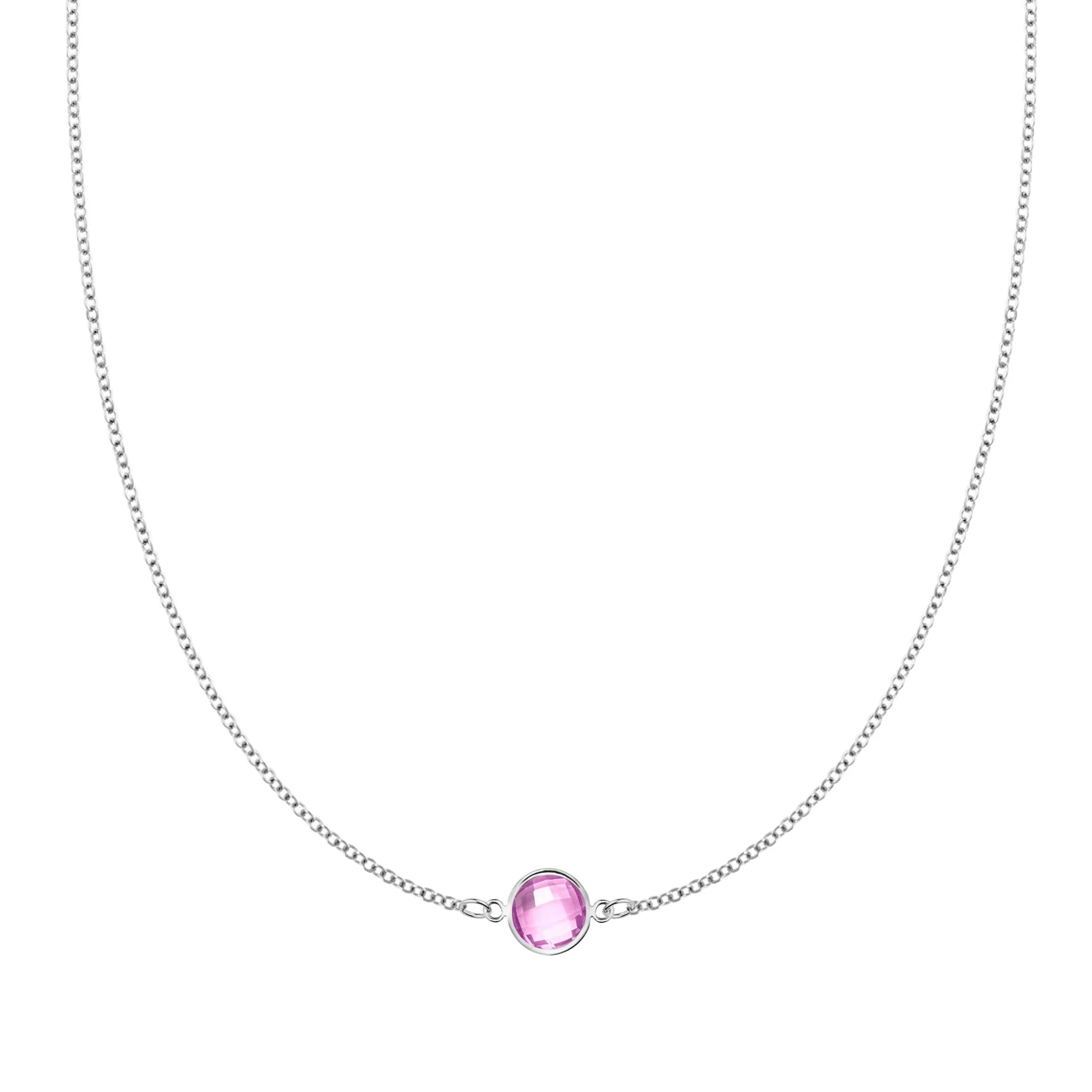 Grand 1 Pink Sapphire Necklace in 14k Gold (October) - Image 5