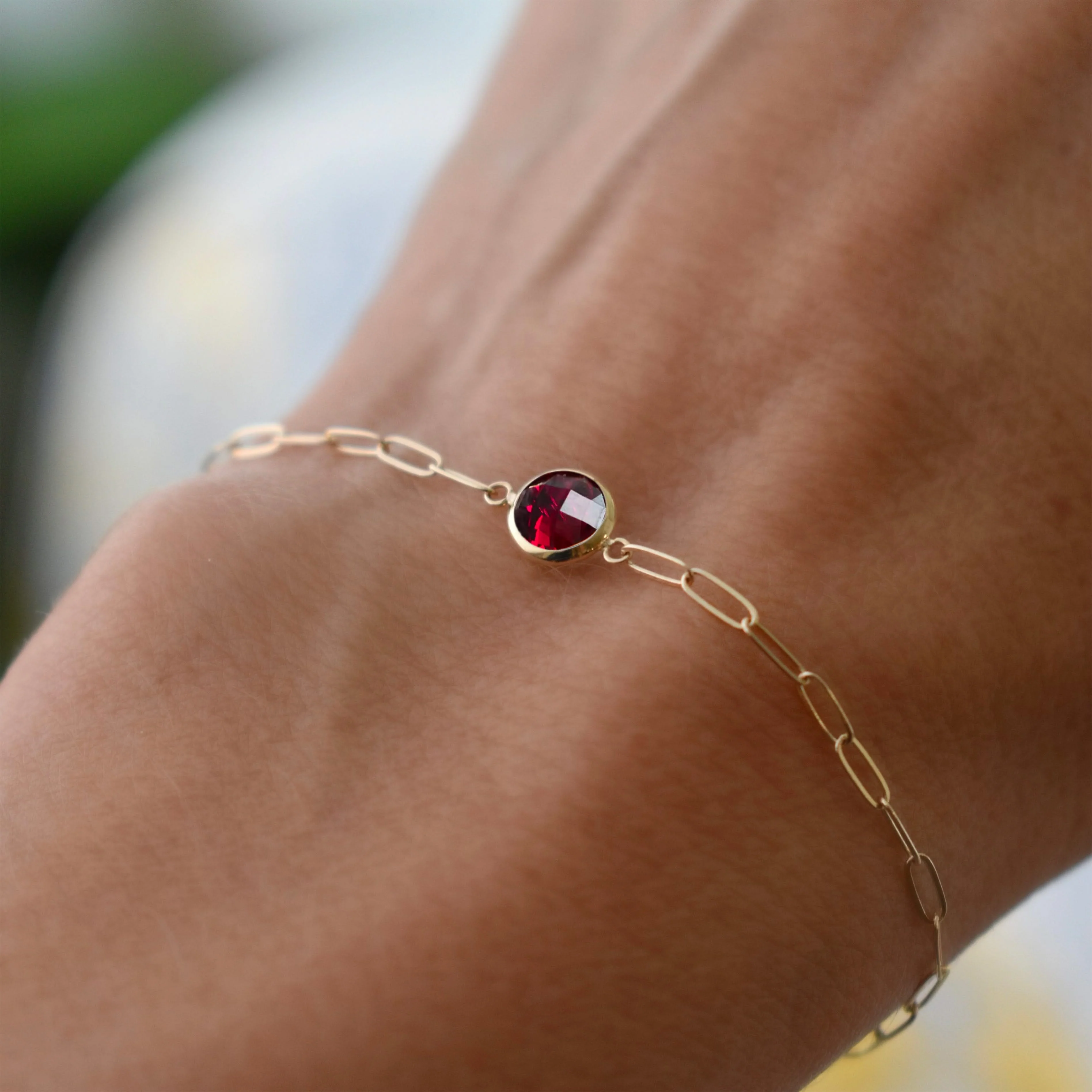 Grand 1 Ruby Adelaide Mini Bracelet in 14k Gold (July) - Image 8