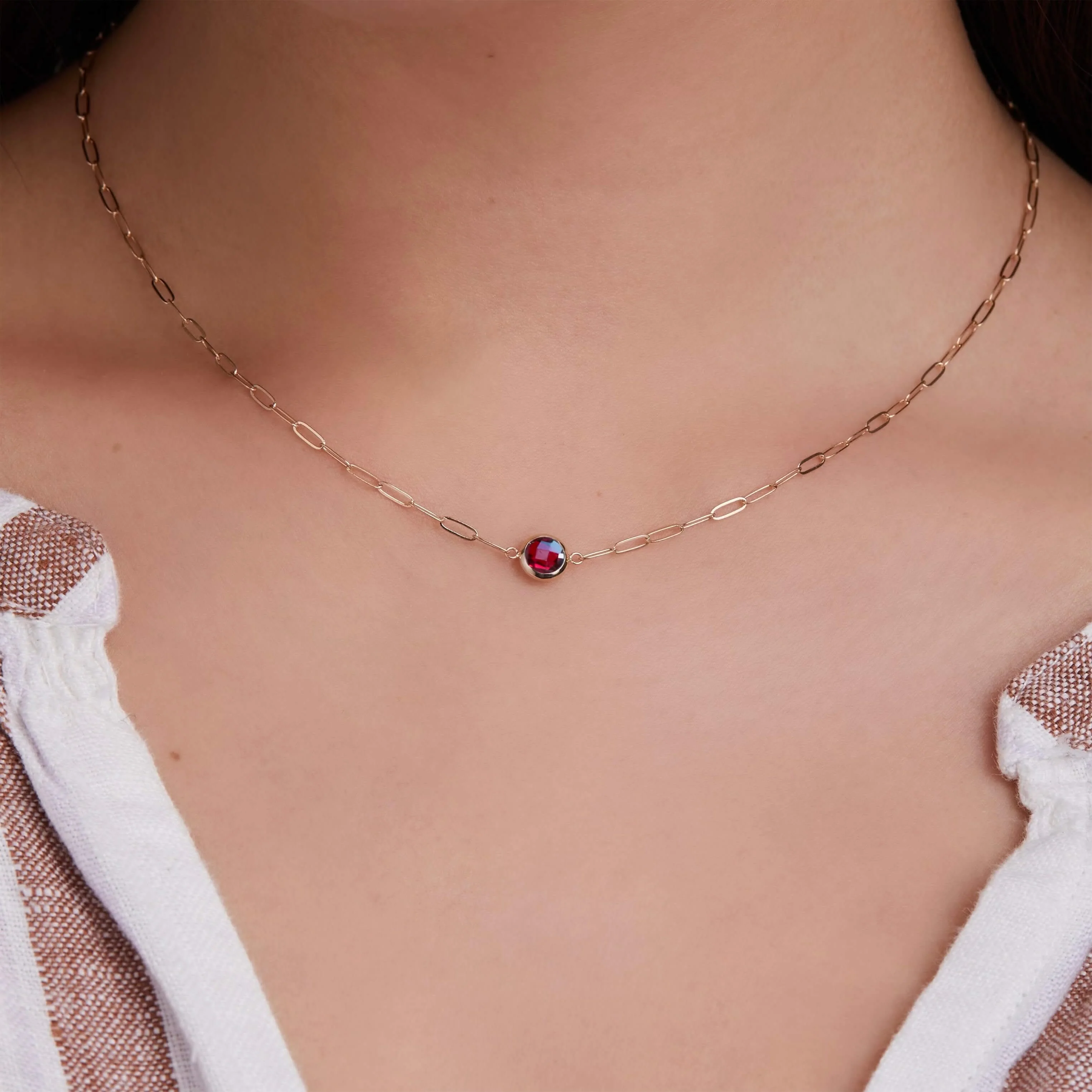 Grand 1 Ruby Adelaide Mini Necklace in 14k Gold (July) - Image 3