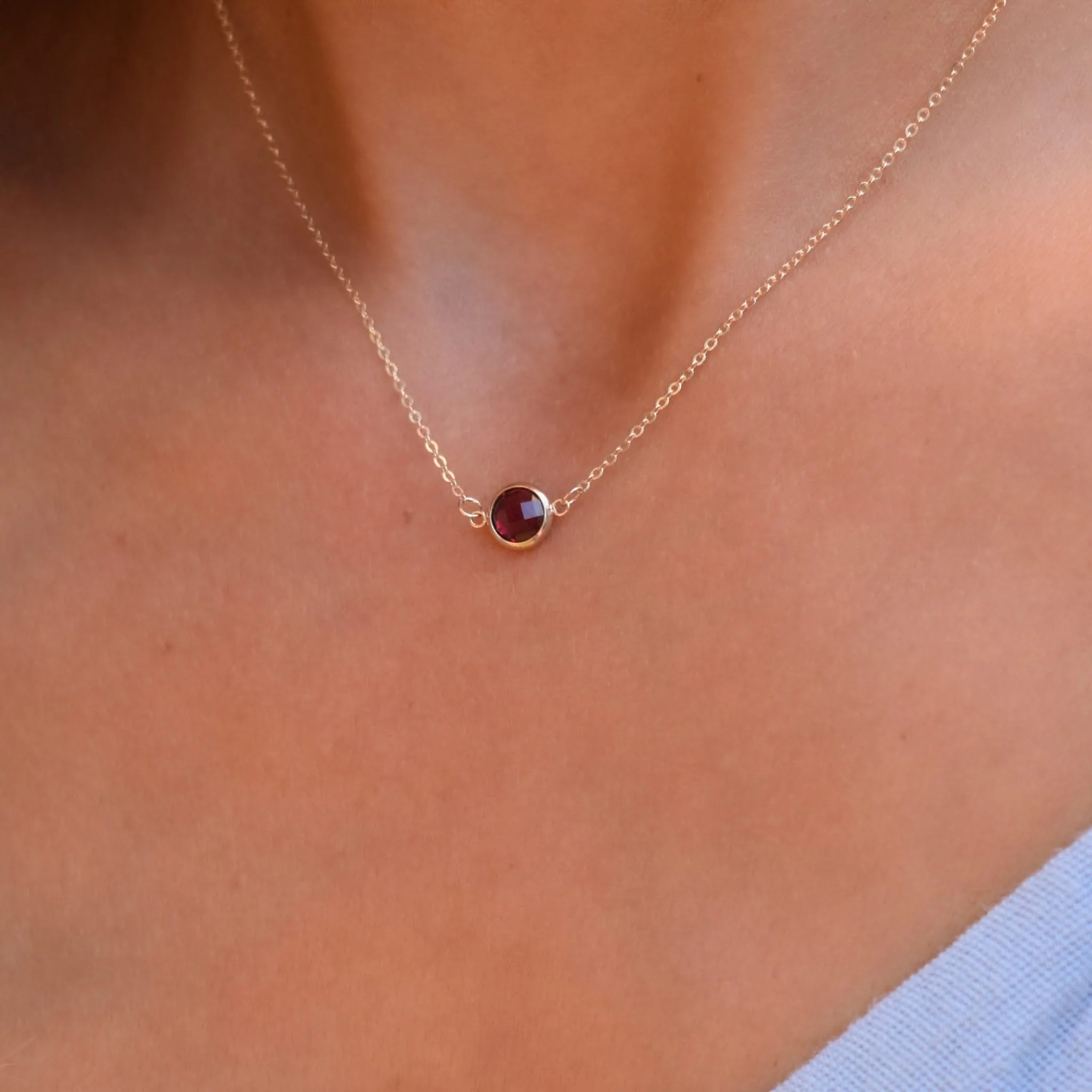 Grand 1 Ruby Necklace and Earrings Set in 14k Gold (July) - Image 10