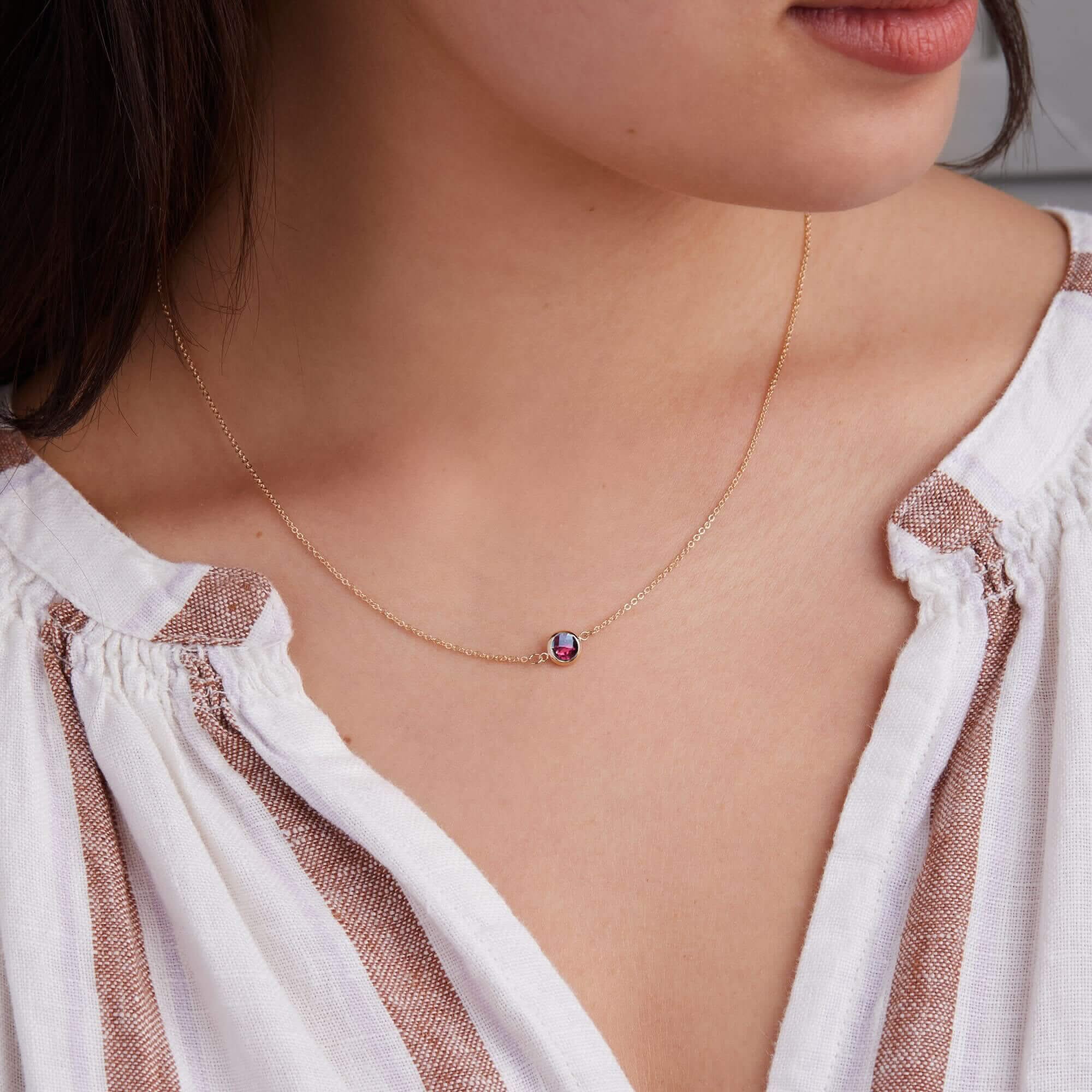 Grand 1 Ruby Necklace in 14k Gold (July) - Image 3