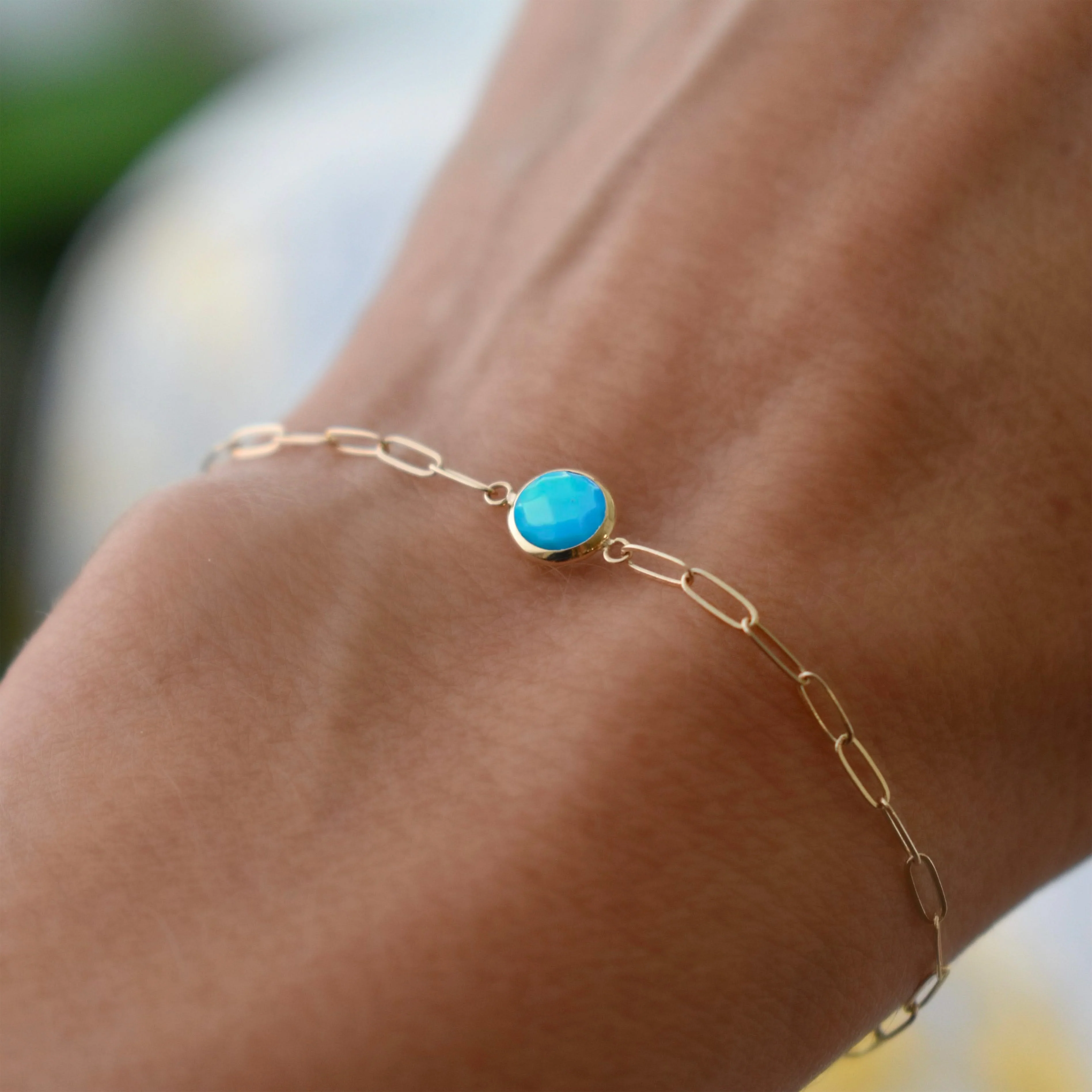 Grand 1 Turquoise Adelaide Mini Bracelet in 14k Gold (December) - Image 10