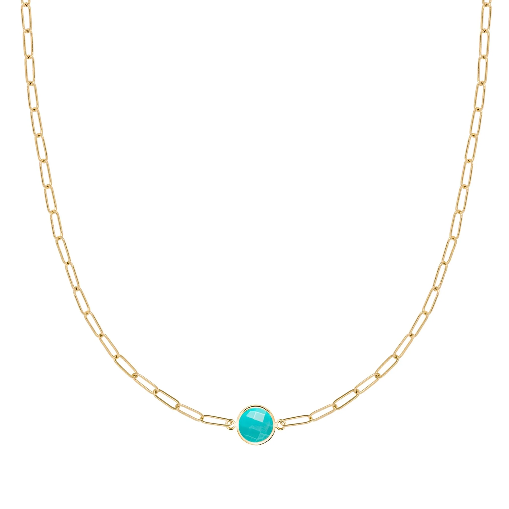 Grand 1 Turquoise Adelaide Mini Necklace in 14k Gold (December)