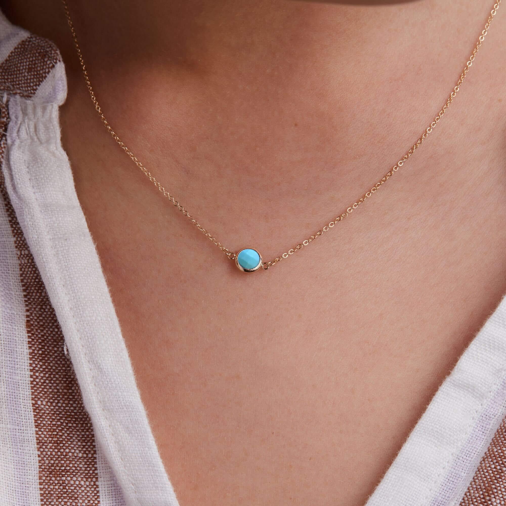 Grand 1 Turquoise Necklace in 14k Gold (December) - Image 6