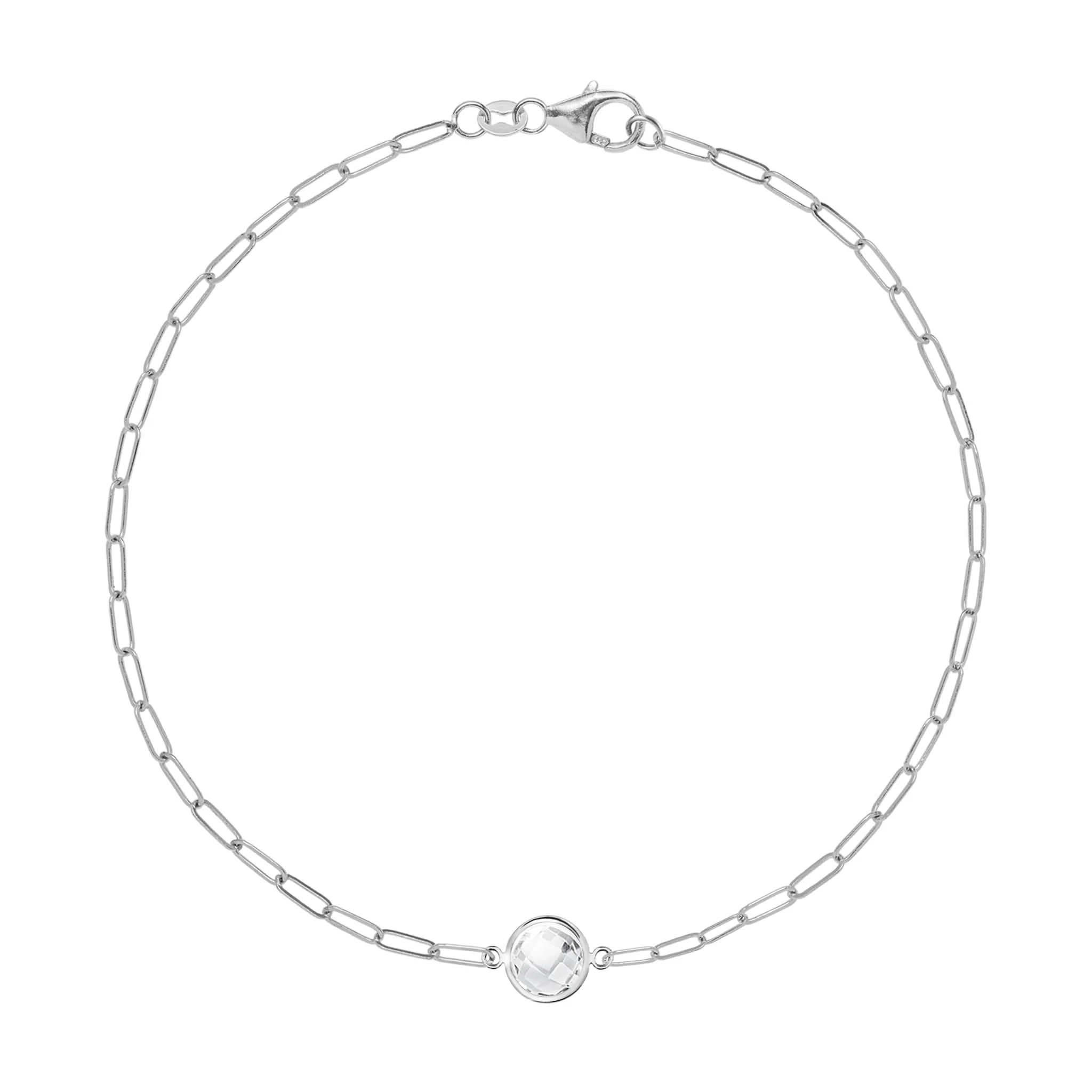 Grand 1 White Topaz Adelaide Mini Bracelet in 14k Gold (April) - Image 4