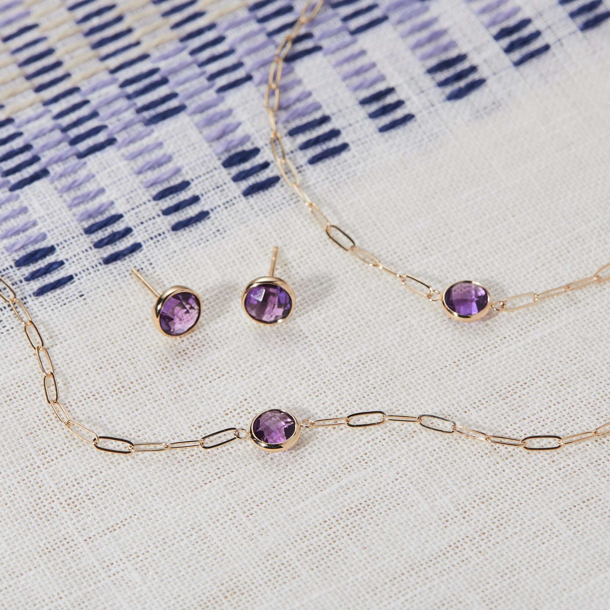 Grand Amethyst Stud Earrings in 14k Gold (February) - Image 8