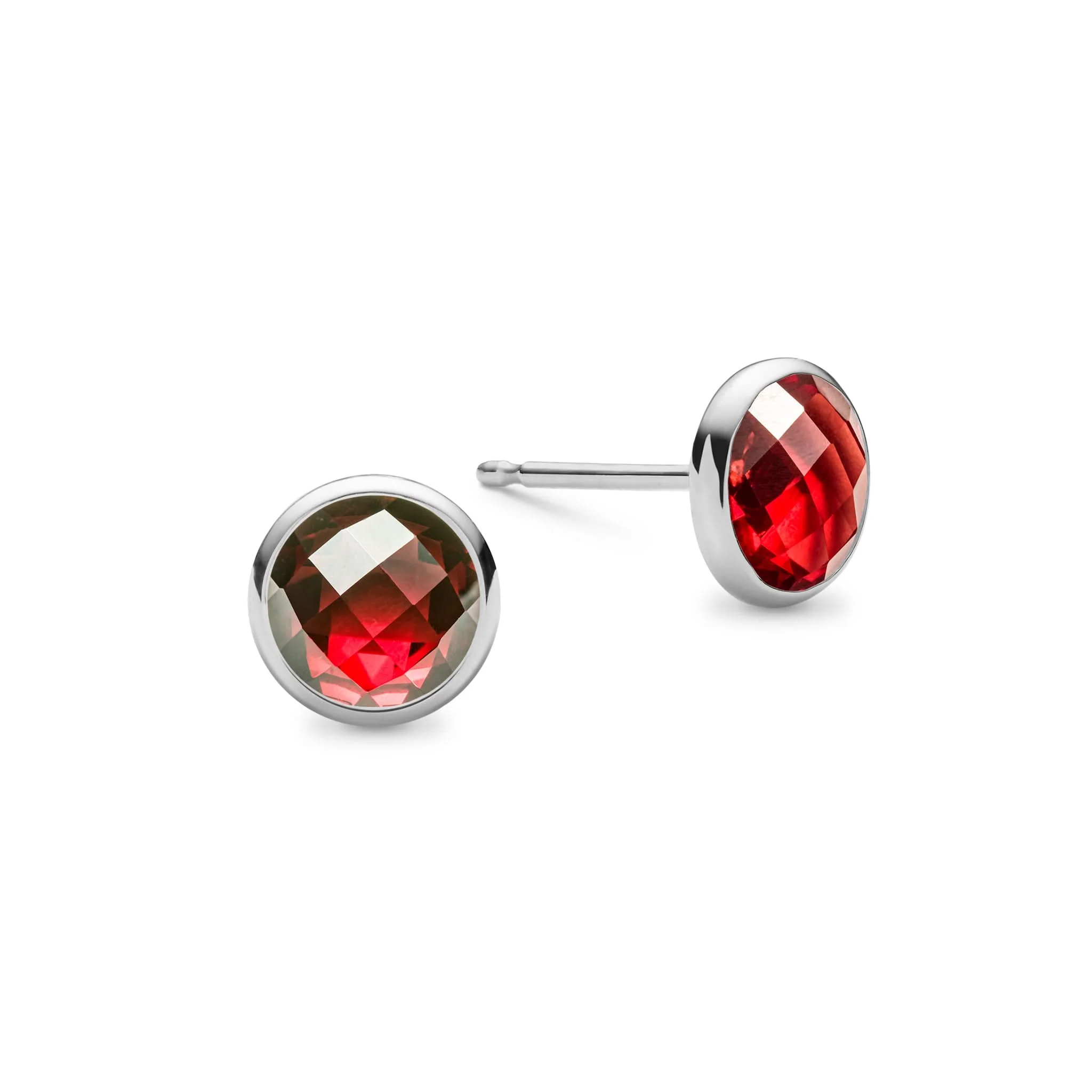 Grand Garnet Stud Earrings in 14k Gold (January) - Image 5