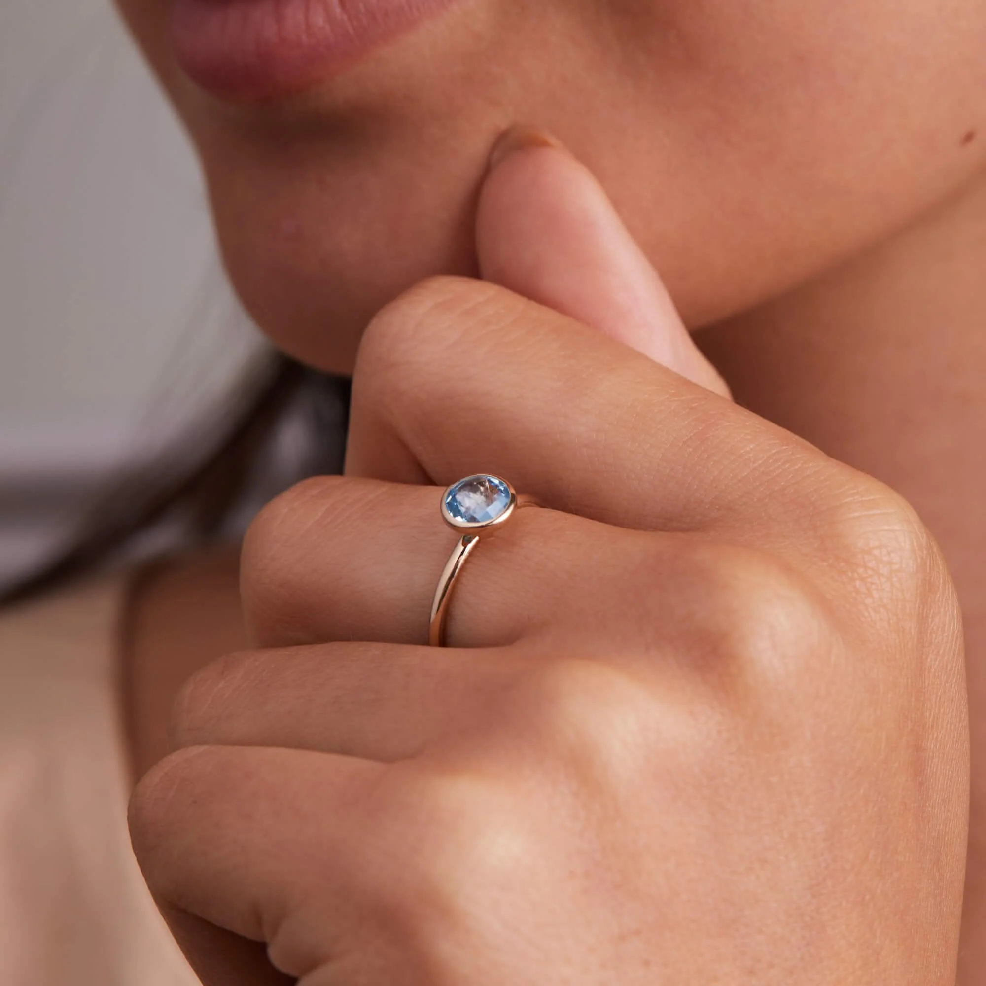 Grand Nantucket Blue Topaz Ring in 14k Gold (December) - Image 8