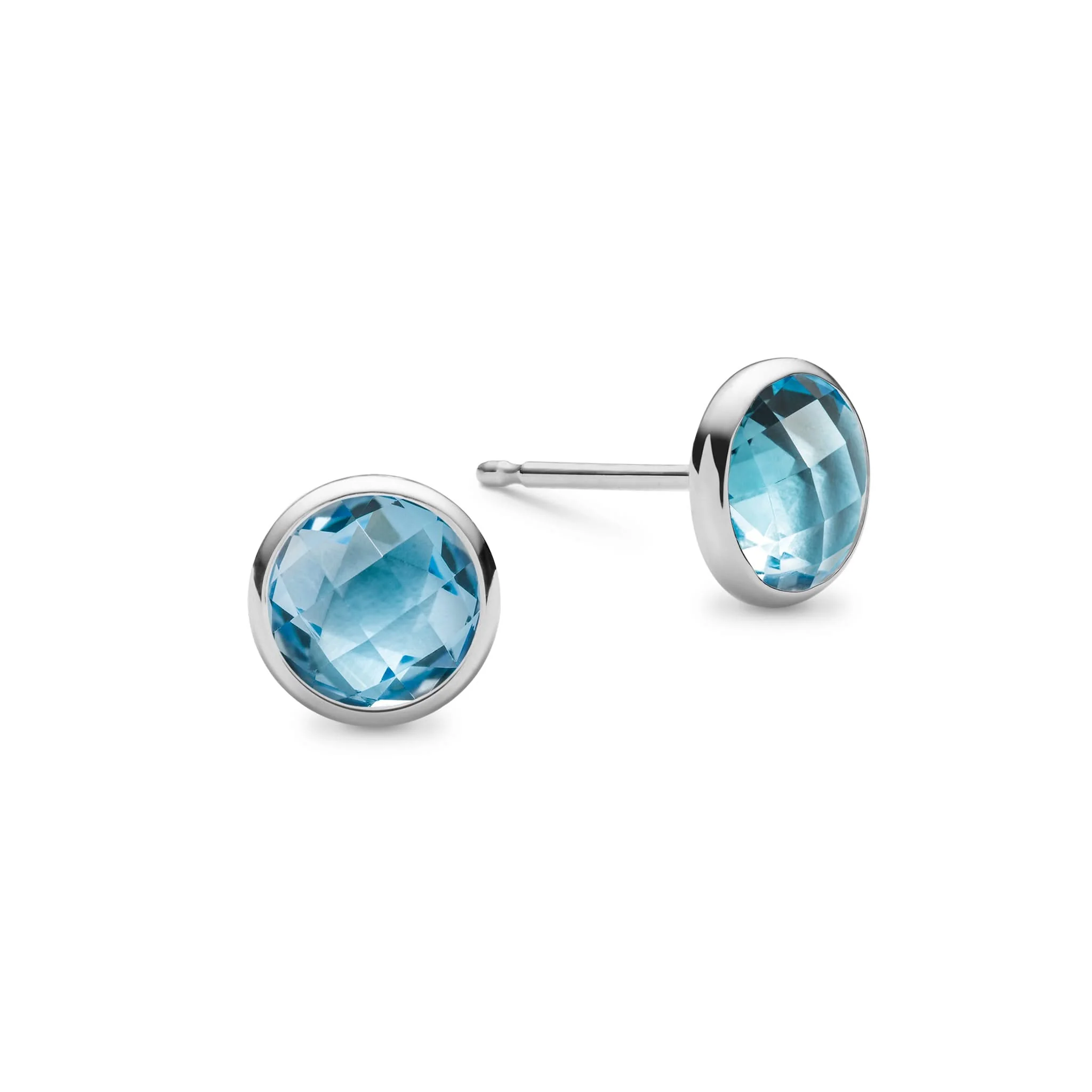 Grand Nantucket Blue Topaz Stud Earrings in 14k Gold (December) - Image 5