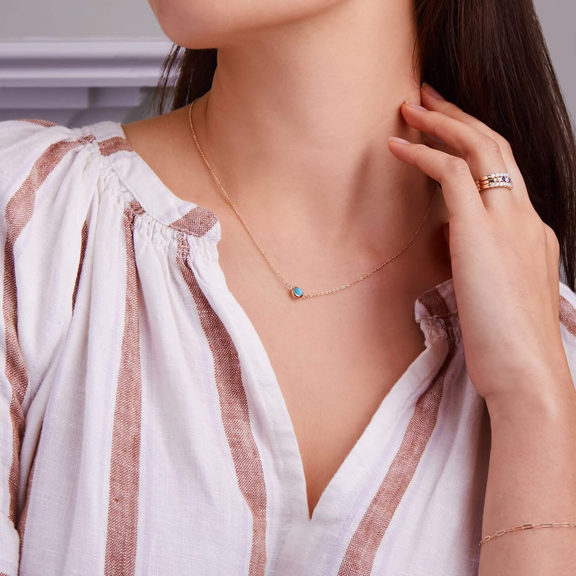 Grand 1 Turquoise Necklace in 14k Gold (December) - Image 2