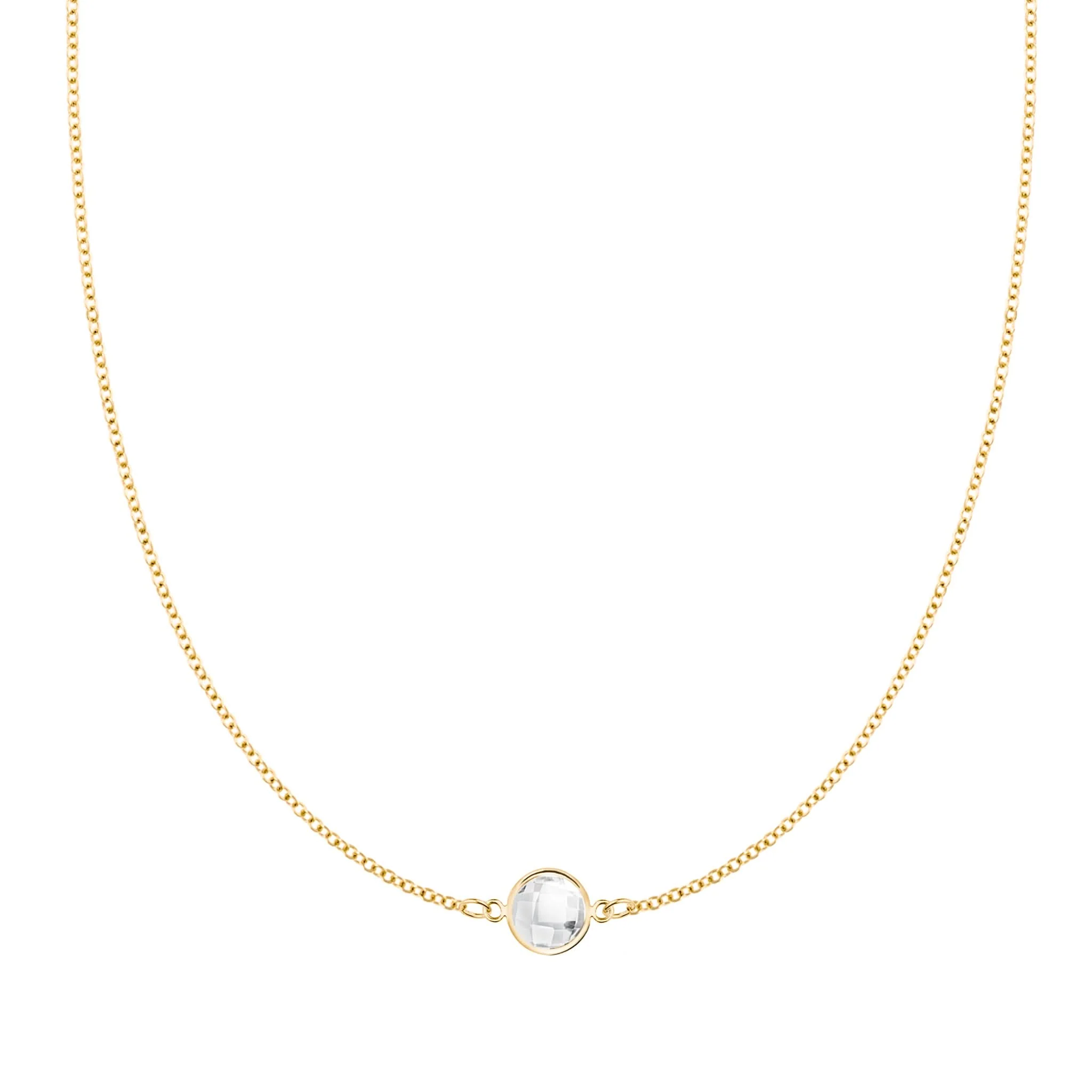 Grand 1 White Topaz Necklace in 14k Gold (April)