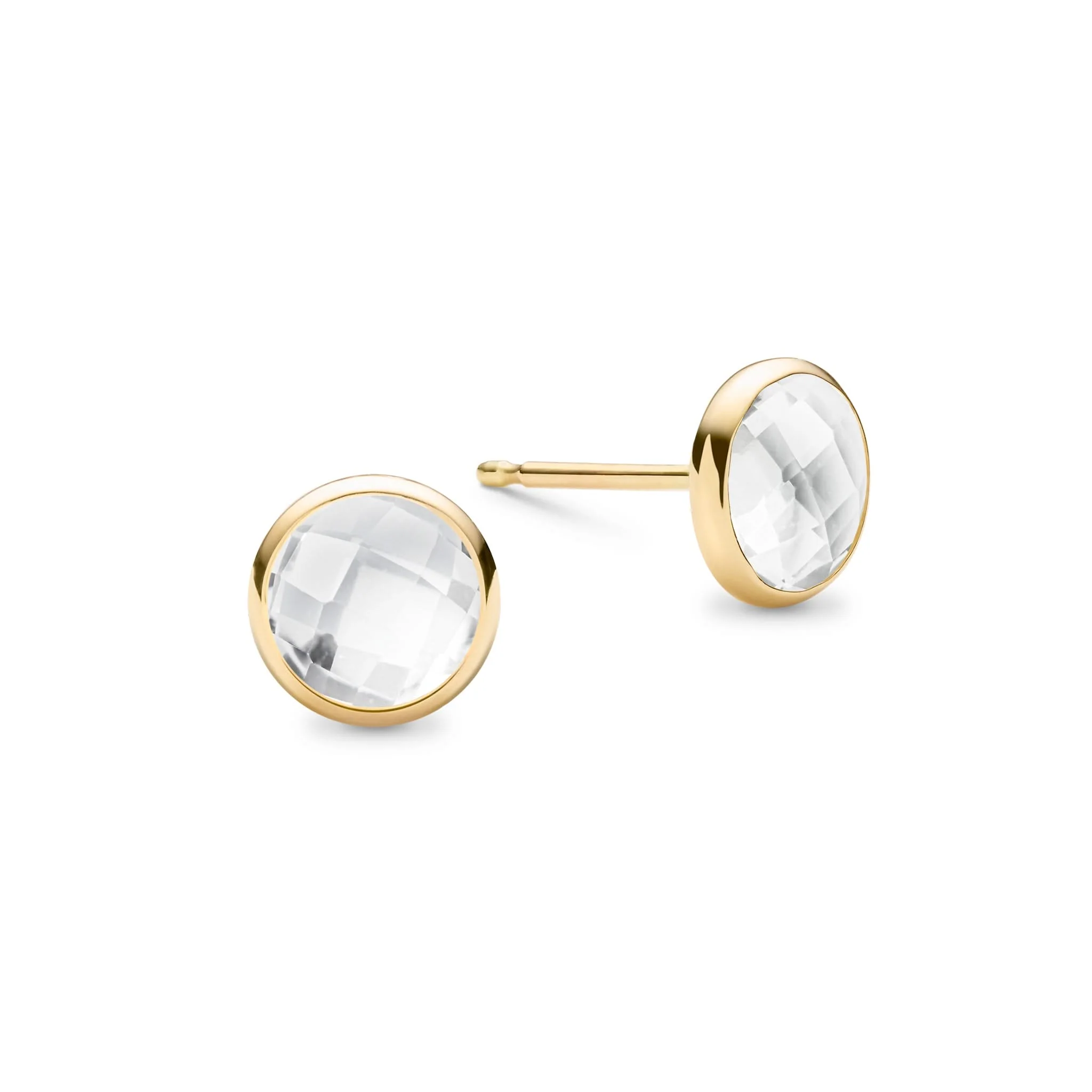 Grand White Topaz Stud Earrings in 14k Gold (April)