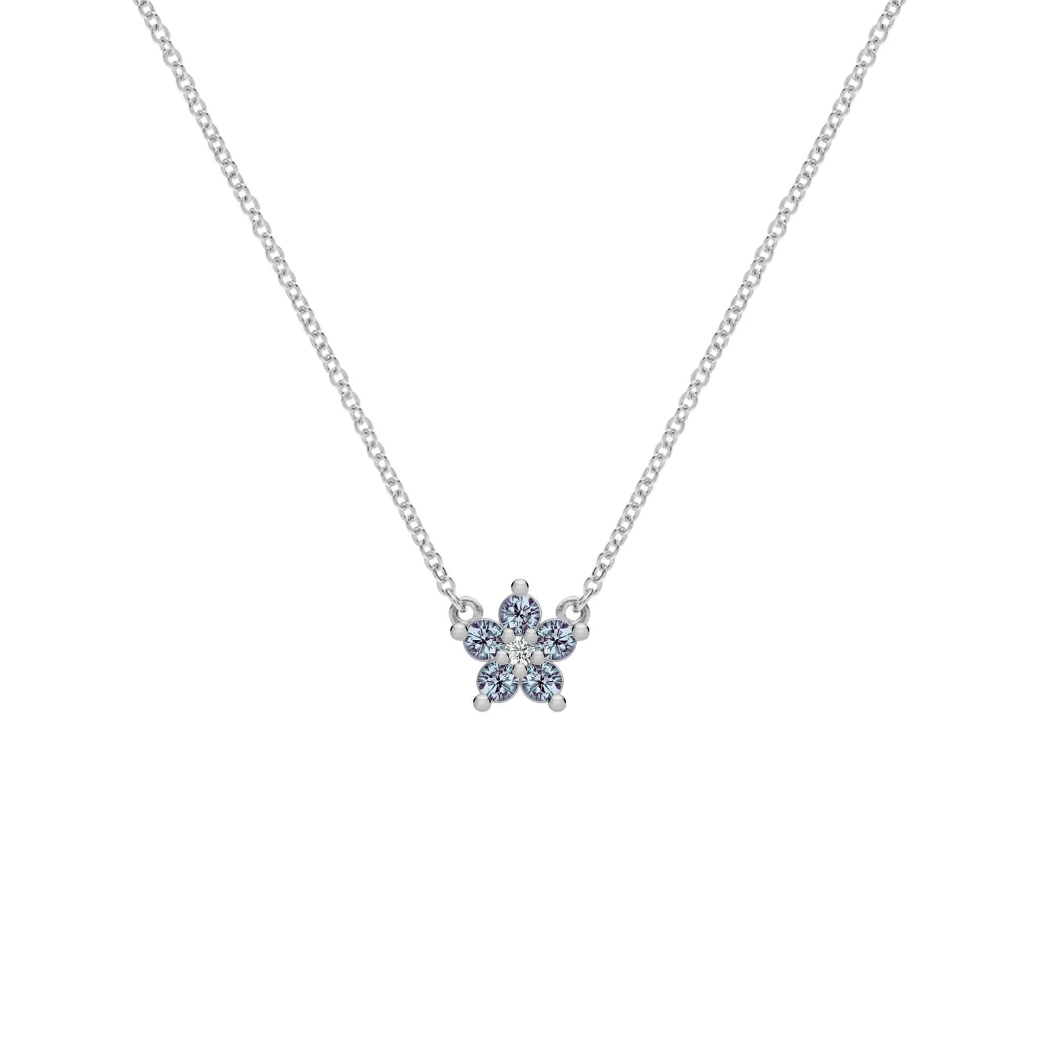 Greenwich Mini Flower Alexandrite & Diamond Necklace in 14k Gold (June) - Image 5