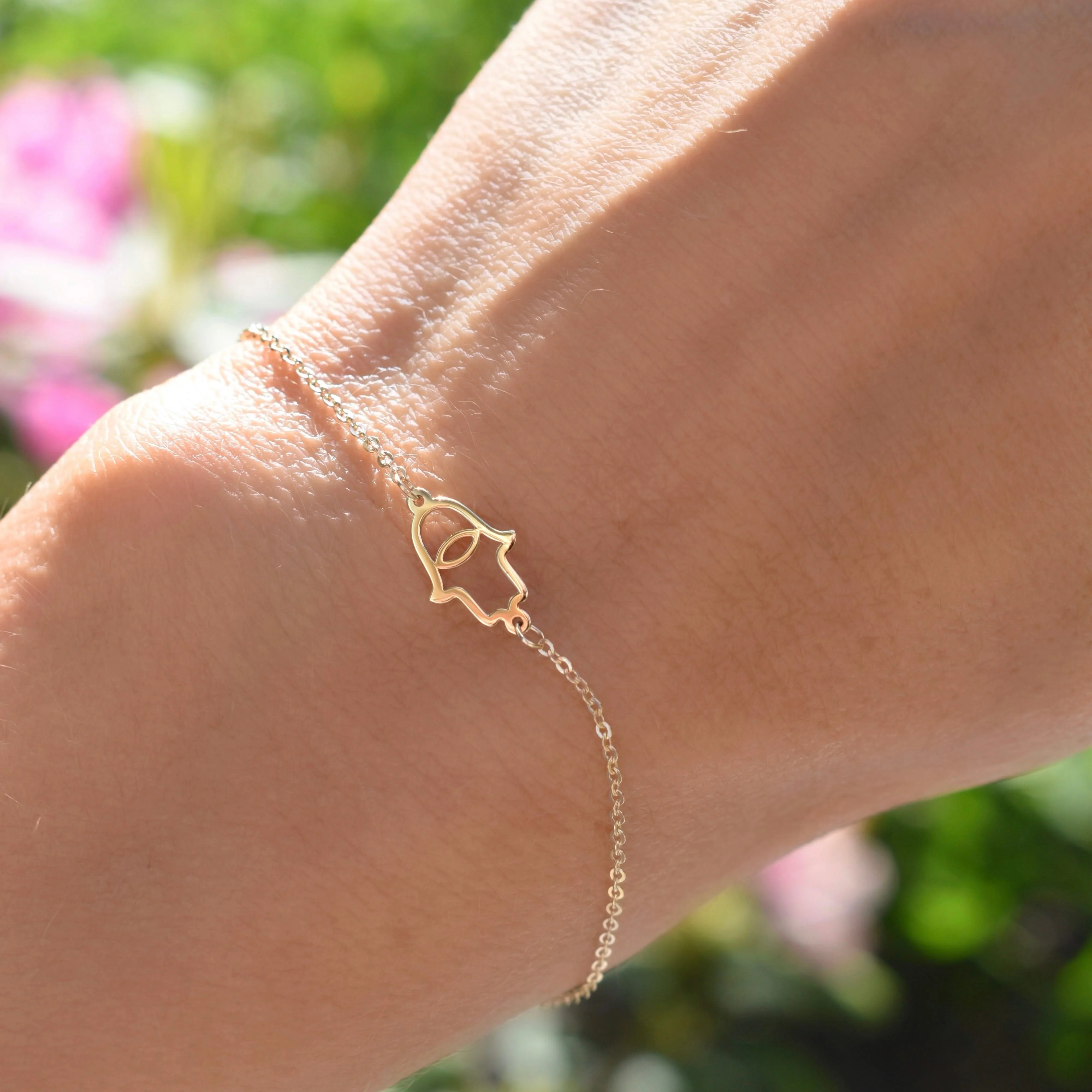 Hamsa Bracelet in 14k Gold - Image 2