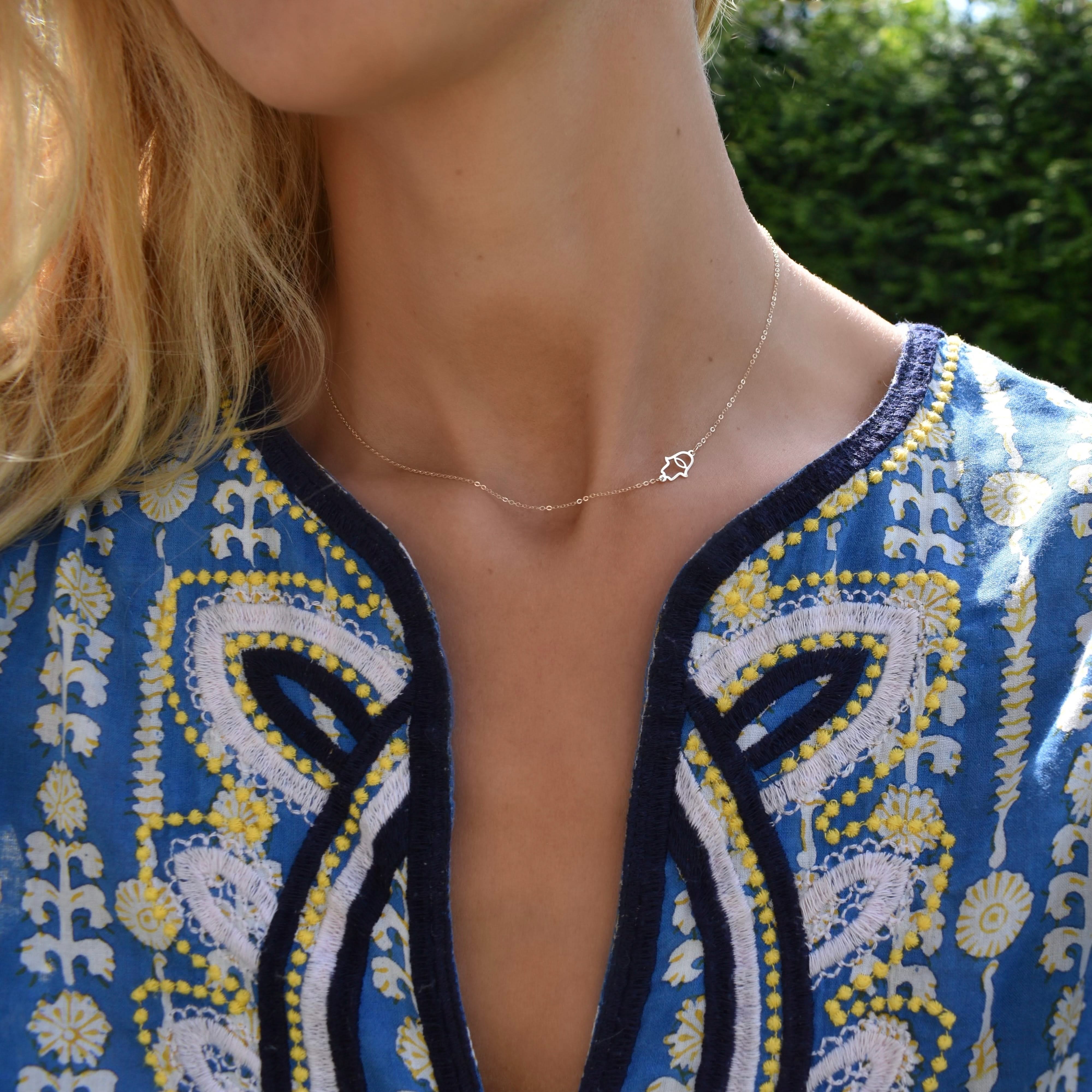 Hamsa Necklace in 14k Gold - Image 2