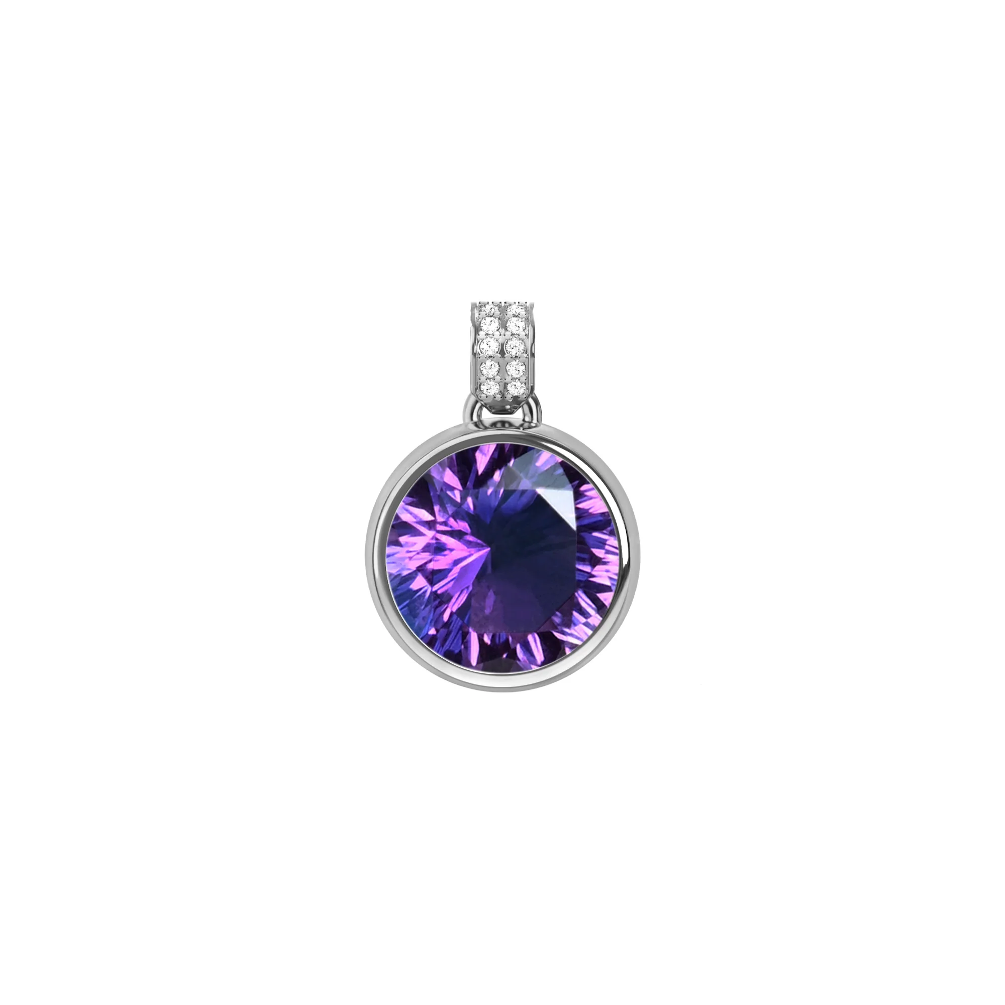 Jamestown Amethyst Pendant with Diamond Bail in 14k Gold (February) - Image 5