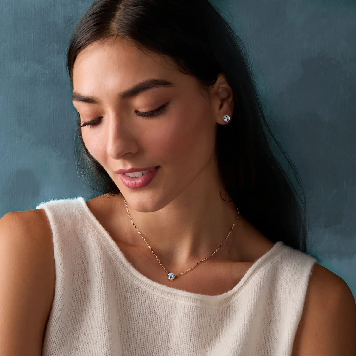 Jamestown Aquamarine Stud Earrings in 14k Gold (March) - Image 3