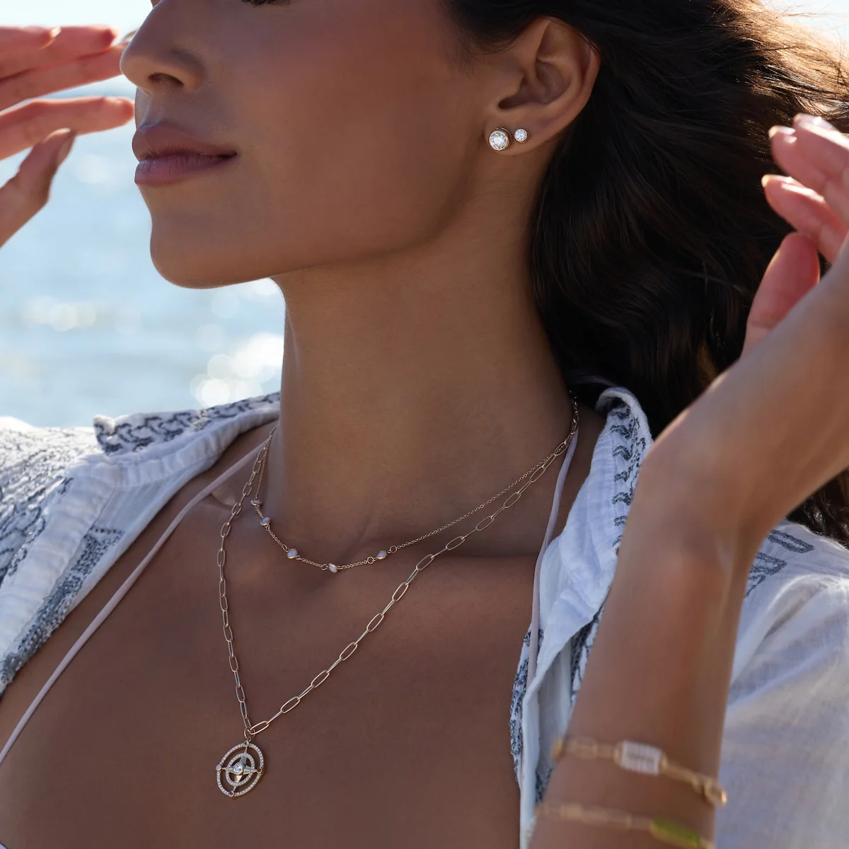 Compass Birthstone Pendant in 14k Gold - Image 9