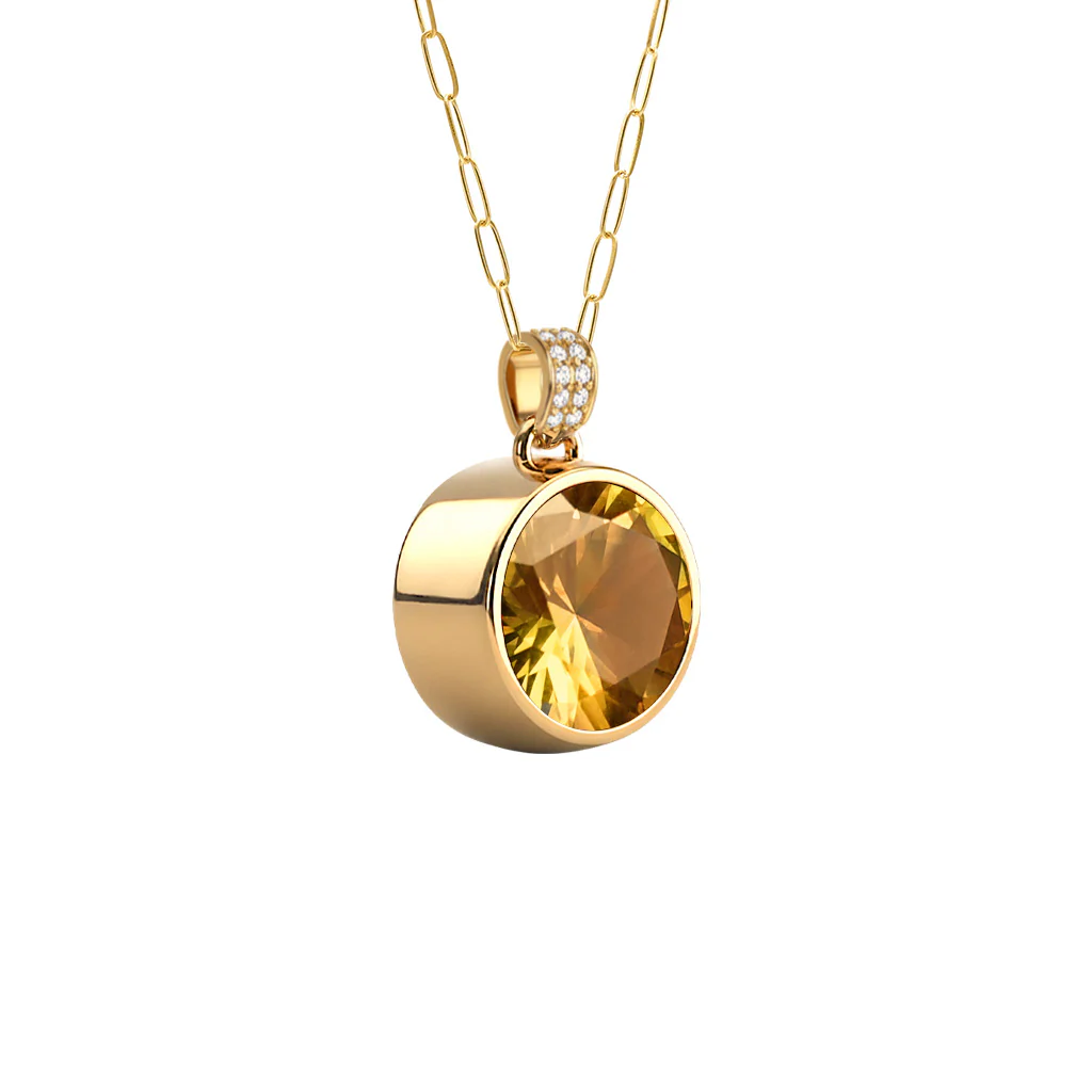 Jamestown Citrine Pendant with Diamond Bail in 14k Gold (November) - Image 4