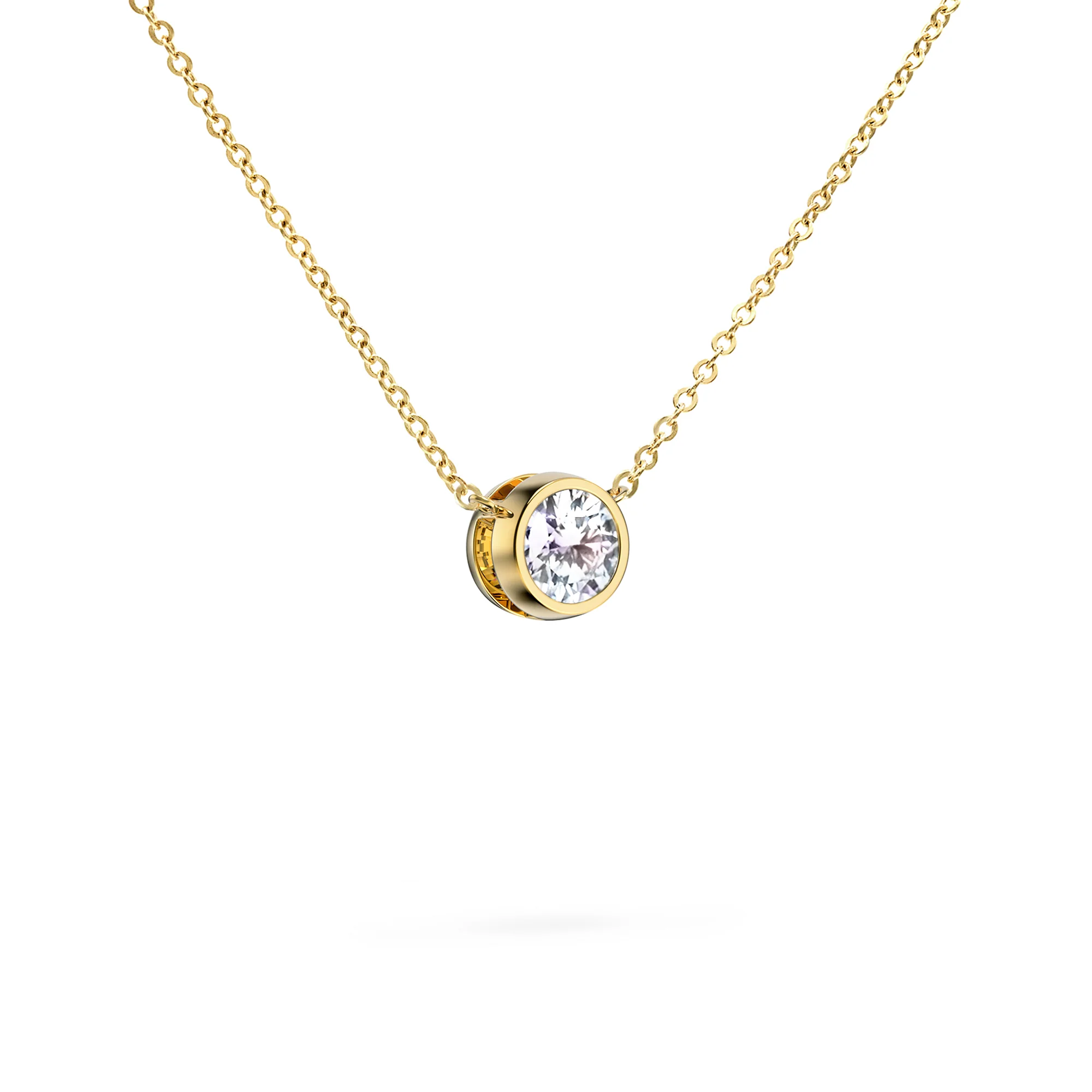 Jamestown Diamond Solitaire Necklace in 14k Gold (April) - Image 4