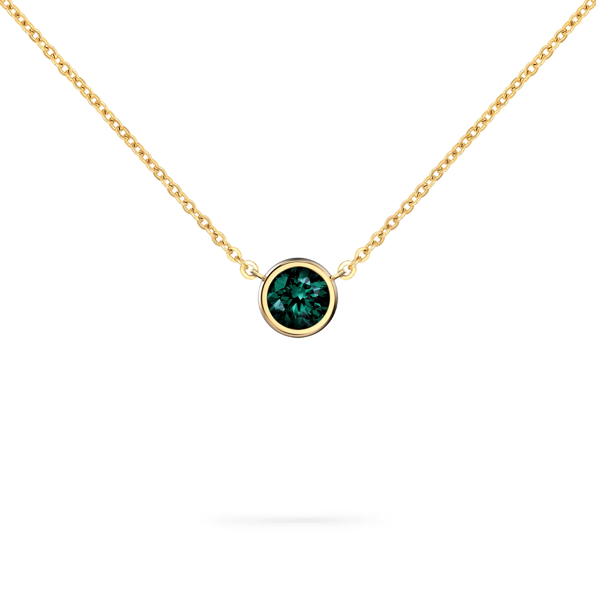 Jamestown Emerald Solitaire Necklace in 14k Gold (May)