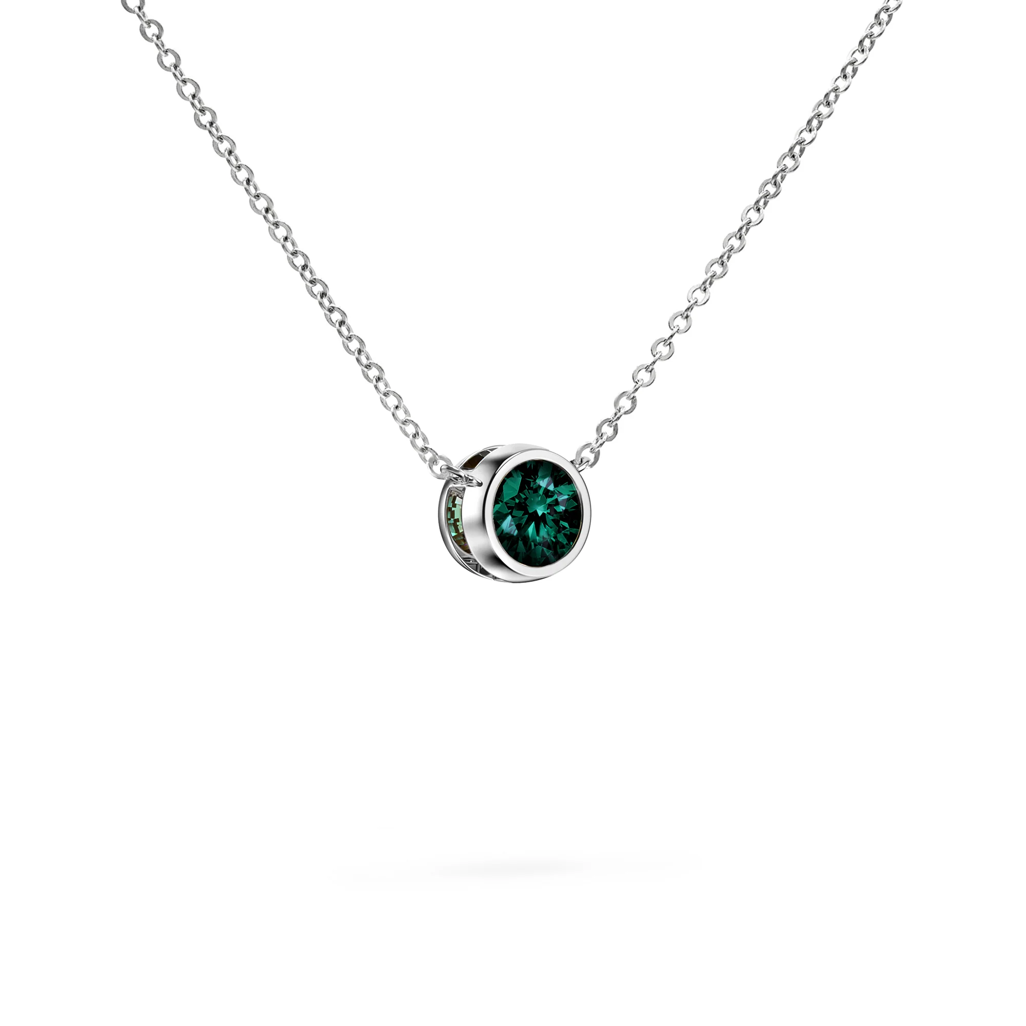 Jamestown Emerald Solitaire Necklace in 14k Gold (May) - Image 8