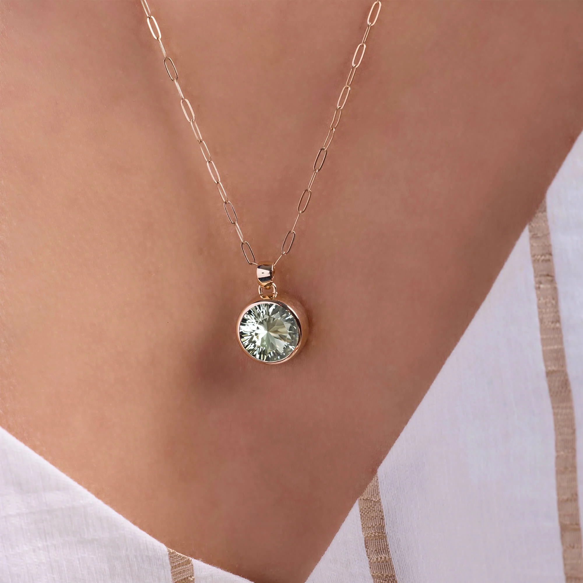 Jamestown Green Amethyst Pendant in 14k Gold (February) - Image 3