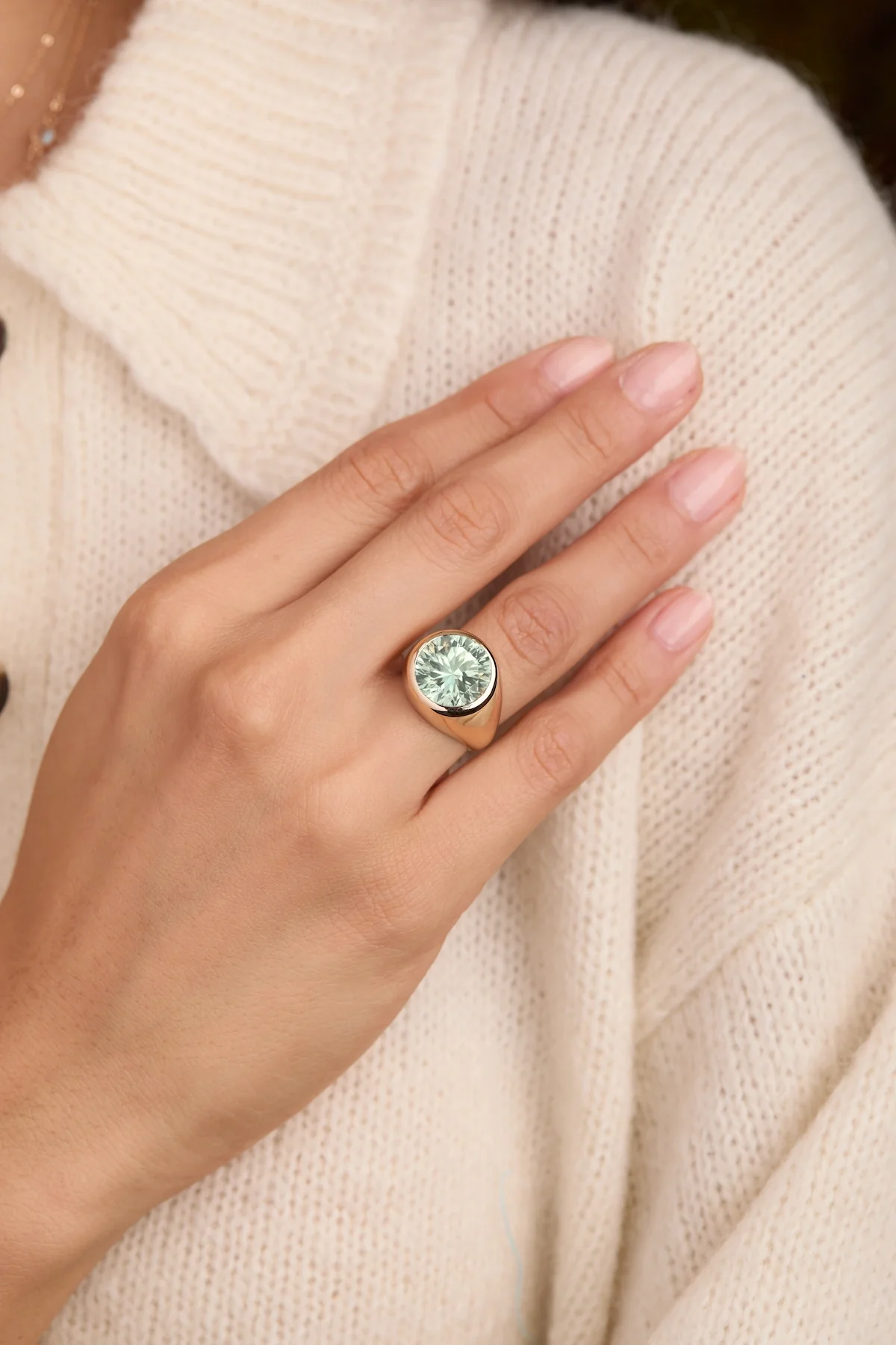 Jamestown Green Amethyst Ring in 14k Gold (February) - Image 3