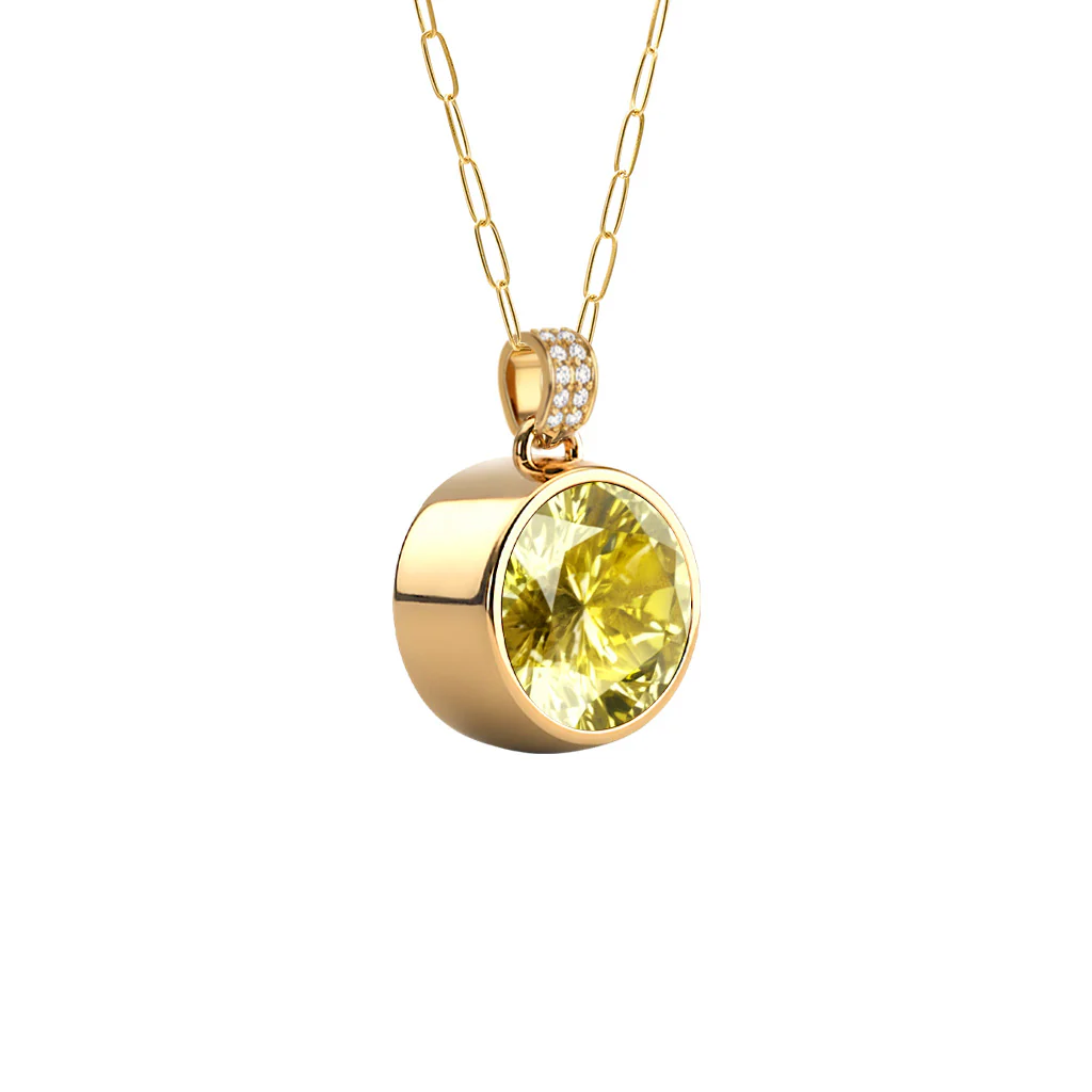 Jamestown Lemon Verbena Quartz Pendant with Diamond Bail in 14k Gold (August) - Image 4