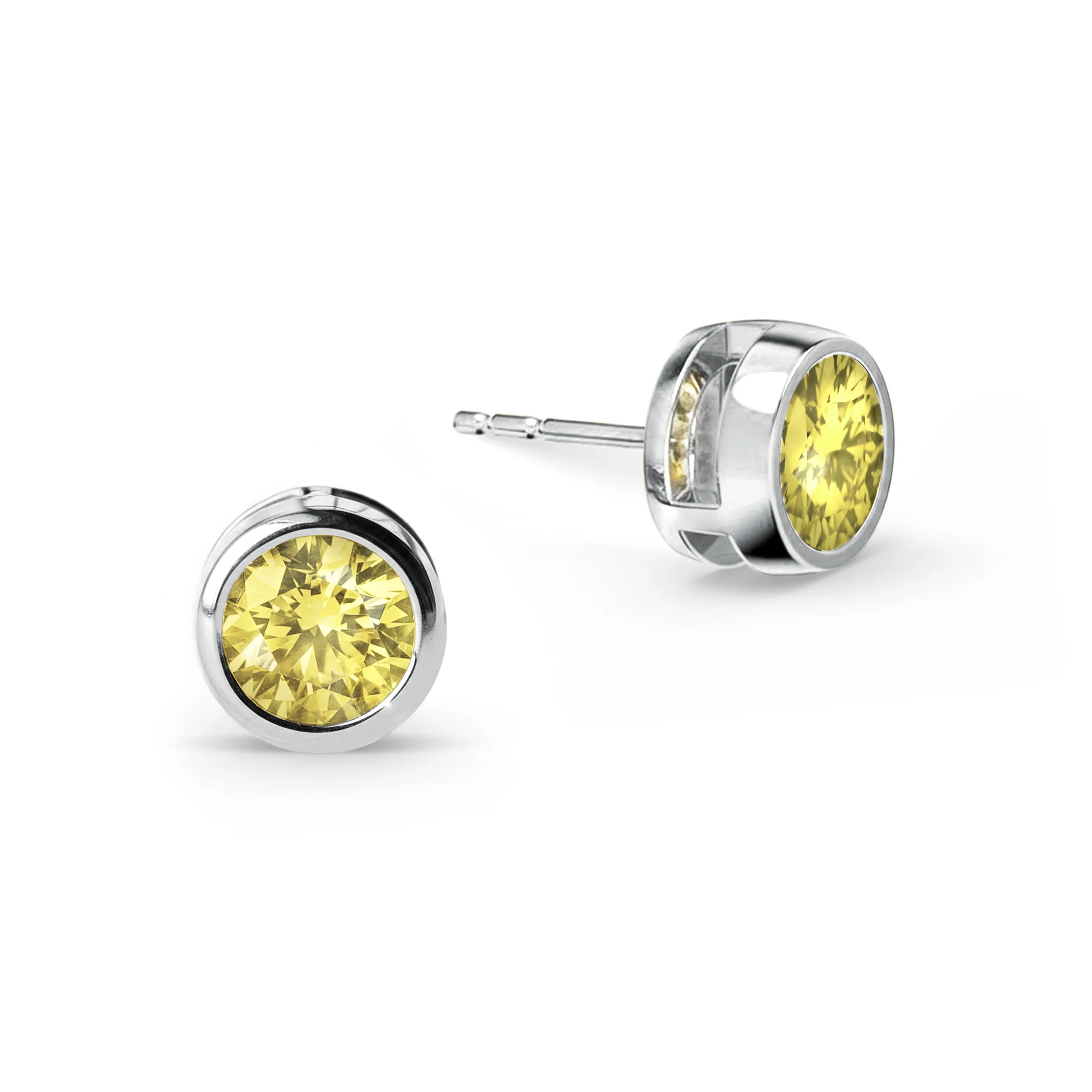 Jamestown Lemon Verbena Quartz Stud Earrings in 14k Gold (August) - Image 4