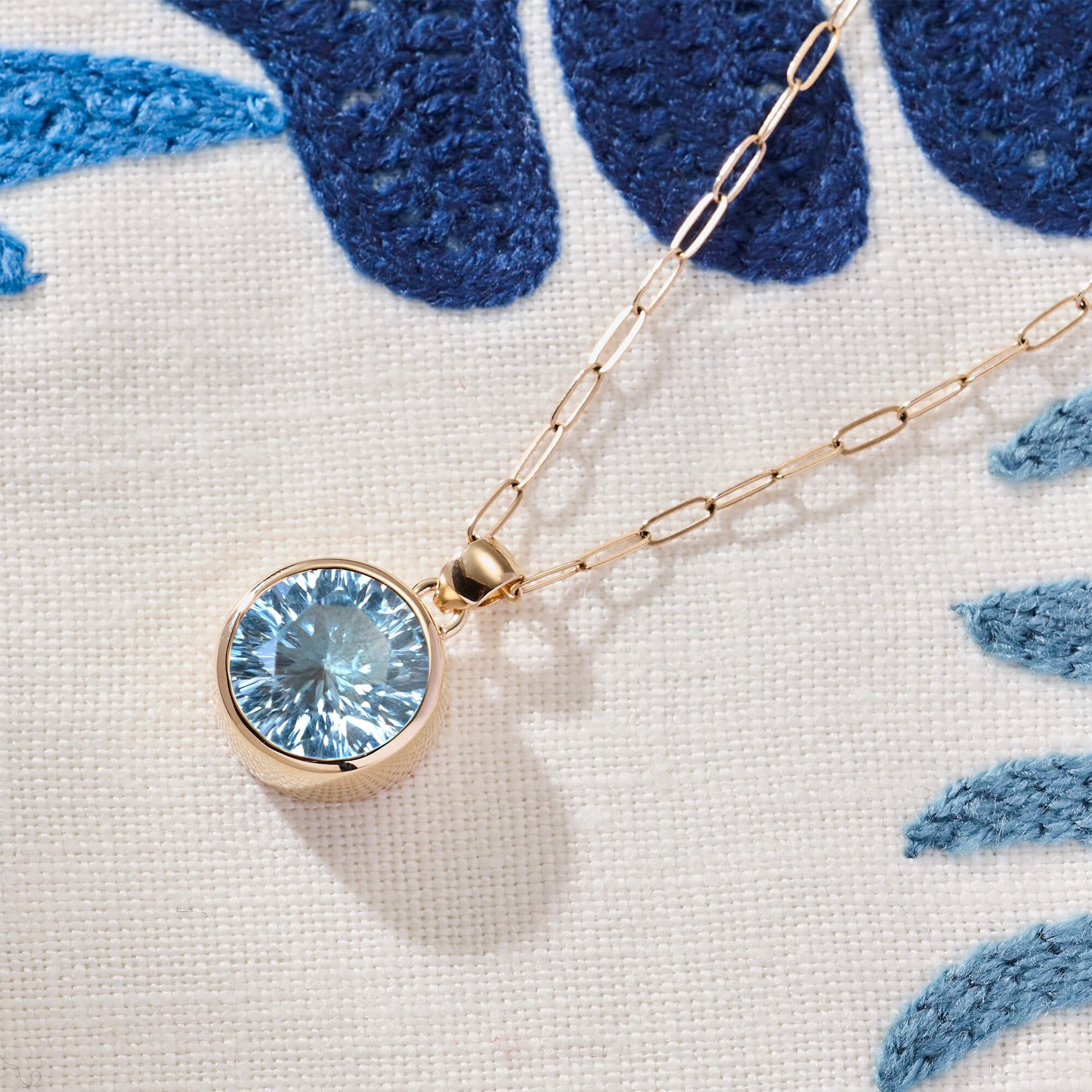 Jamestown Nantucket Blue Topaz Pendant in 14k Gold (December) - Image 6