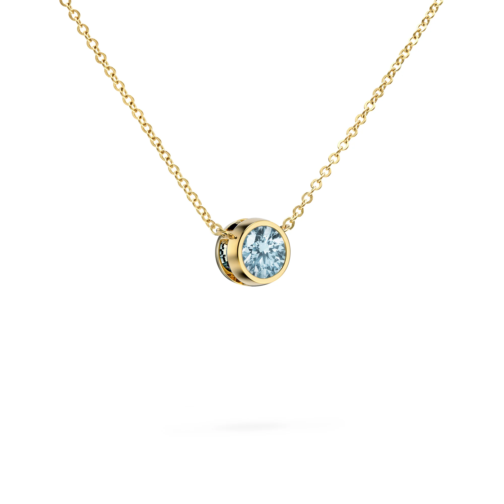 Jamestown Nantucket Blue Topaz Solitaire Necklace in 14k Gold (December) - Image 4