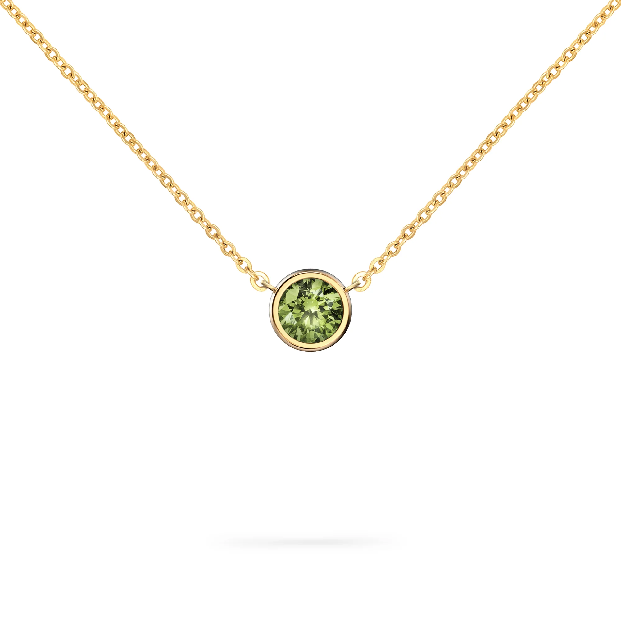 Jamestown Peridot Solitaire Necklace in 14k Gold (August)