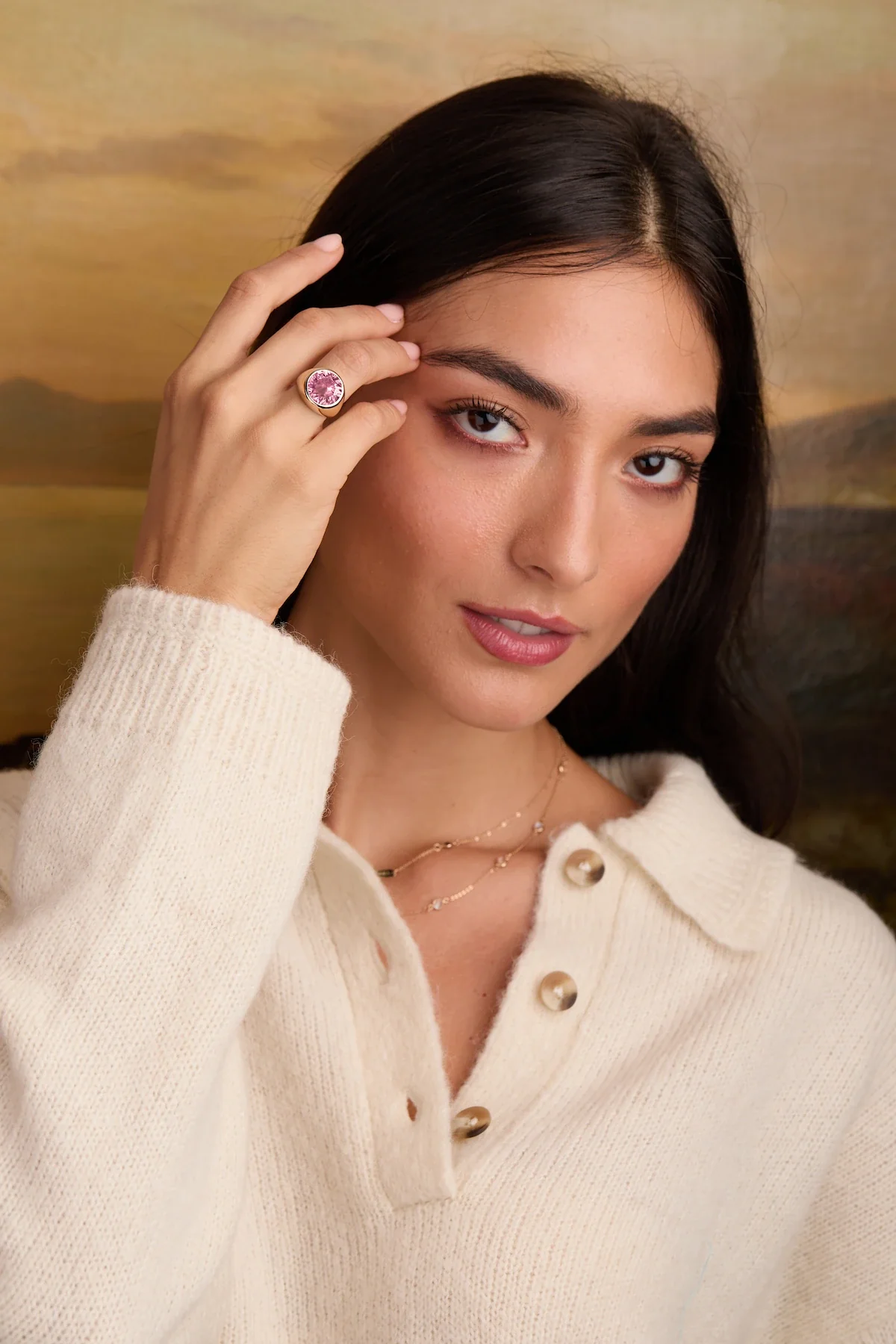 Jamestown Pink Sapphire Ring in 14k Gold (October) - Image 2