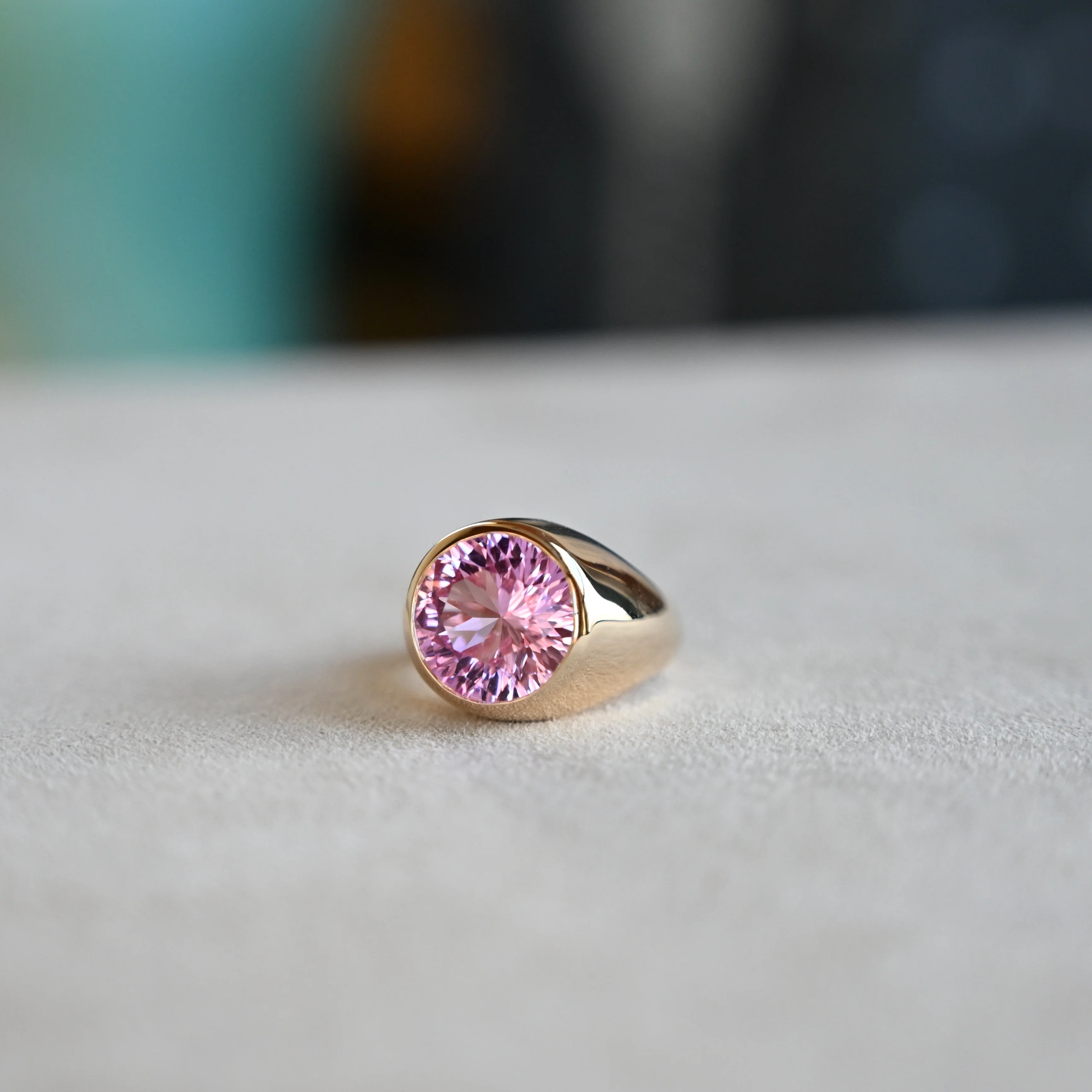 Jamestown Pink Sapphire Ring in 14k Gold (October) - Image 3