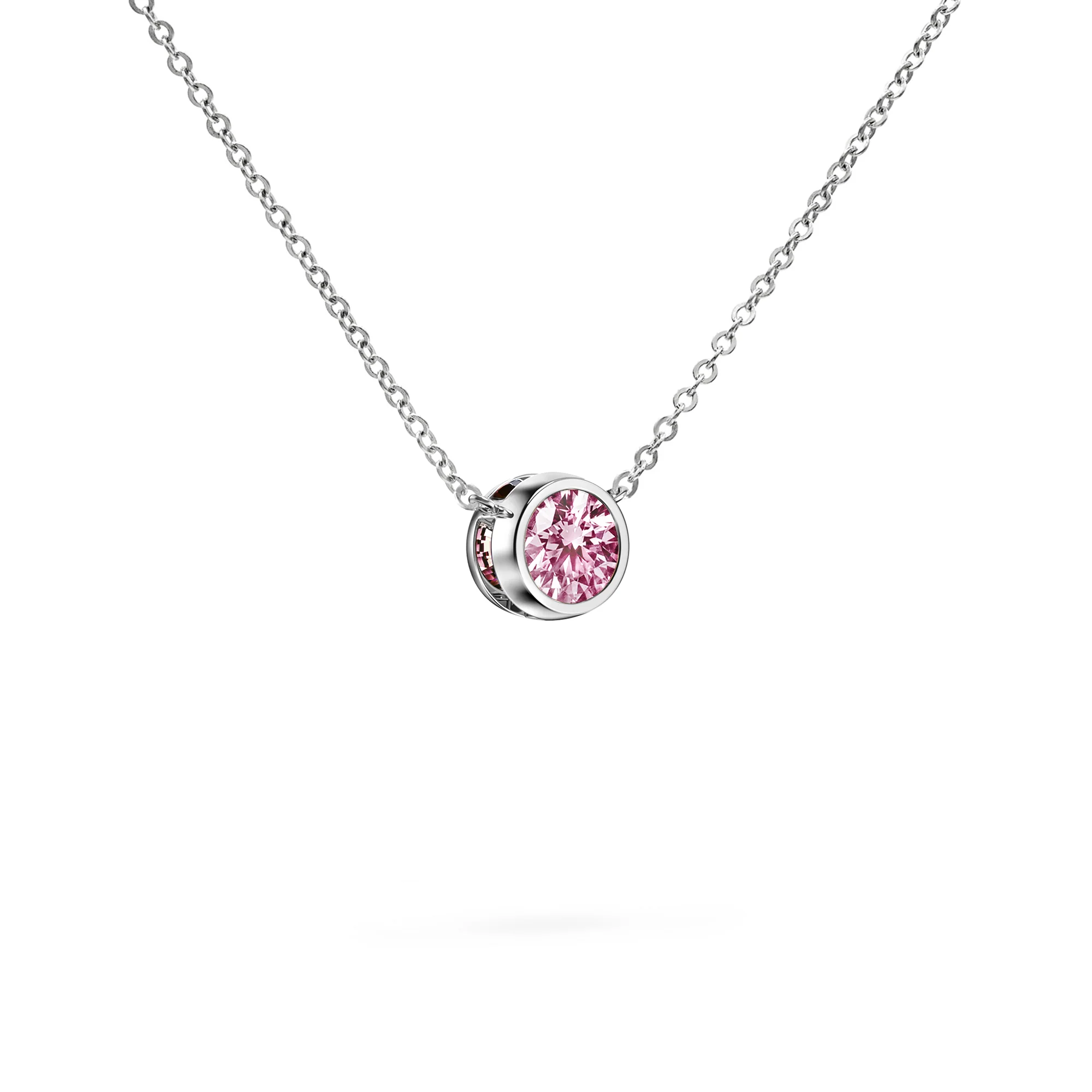 Jamestown Pink Sapphire Solitaire Necklace in 14k Gold (October) - Image 8