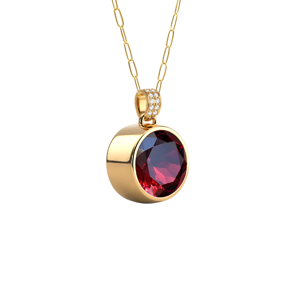 Jamestown Ruby Pendant with Diamond Bail in 14k Gold (July) - Image 4