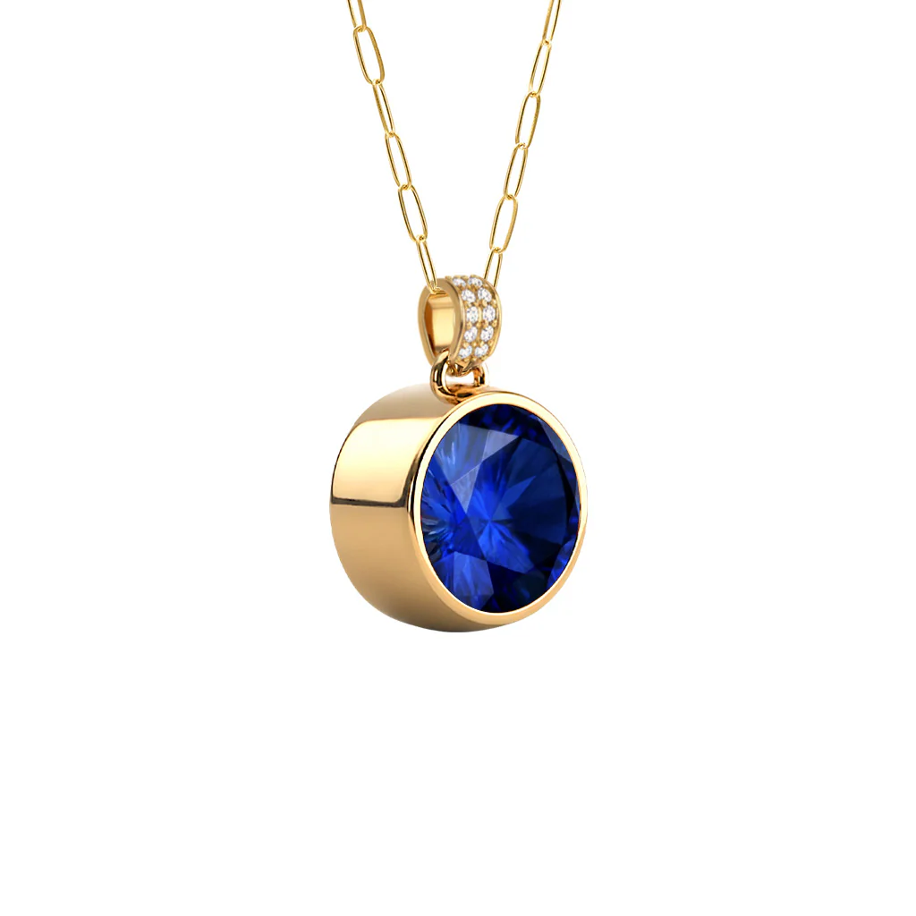 Jamestown Sapphire Pendant with Diamond Bail in 14k Gold (September) - Image 4
