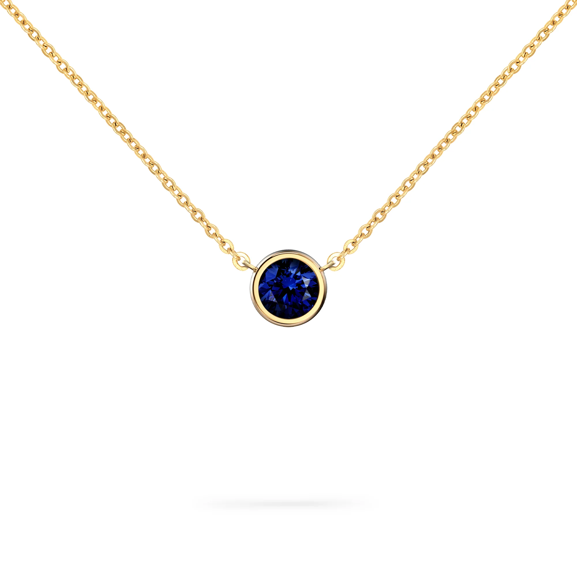 Jamestown Sapphire Solitaire Necklace in 14k Gold (September)