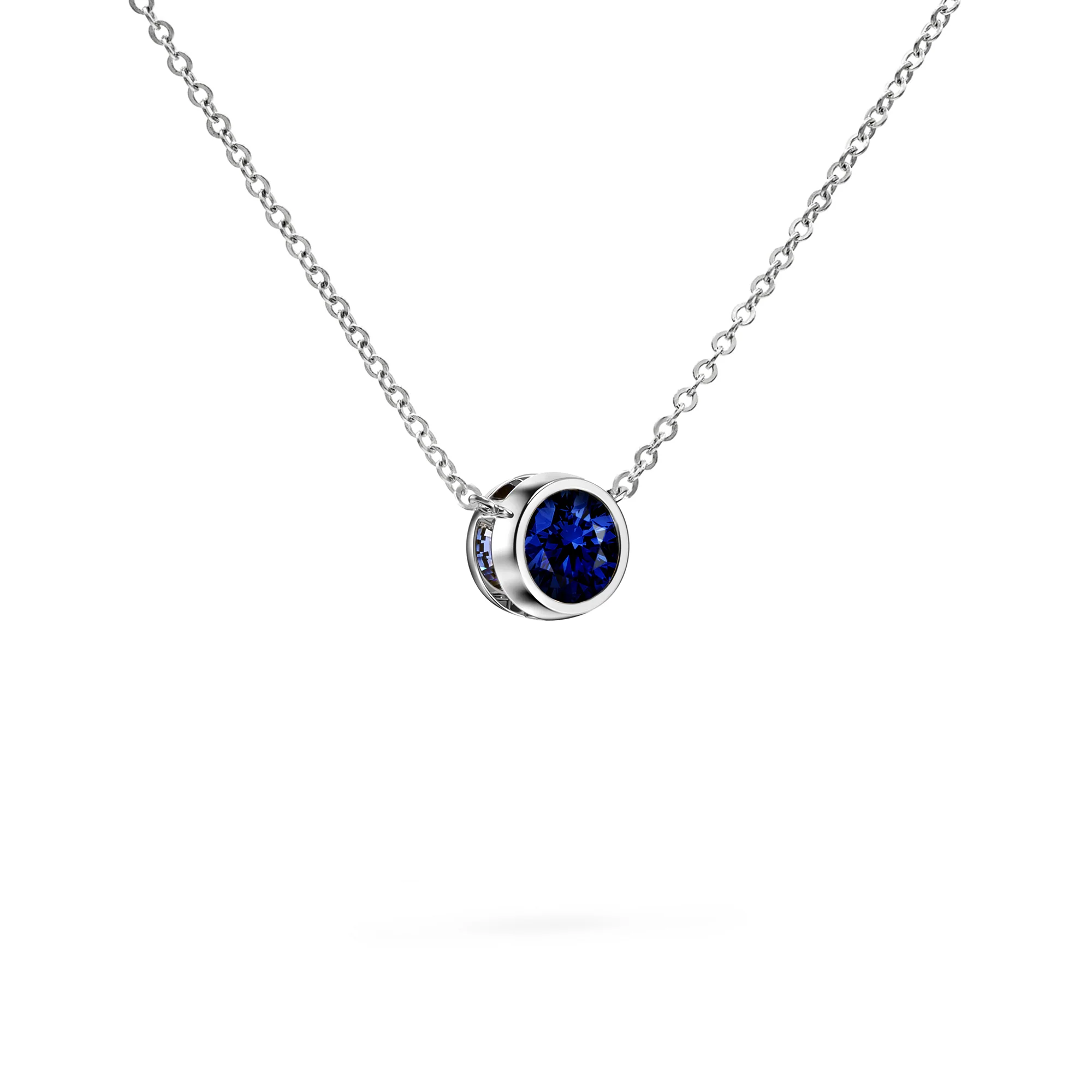 Jamestown Sapphire Solitaire Necklace in 14k Gold (September) - Image 8