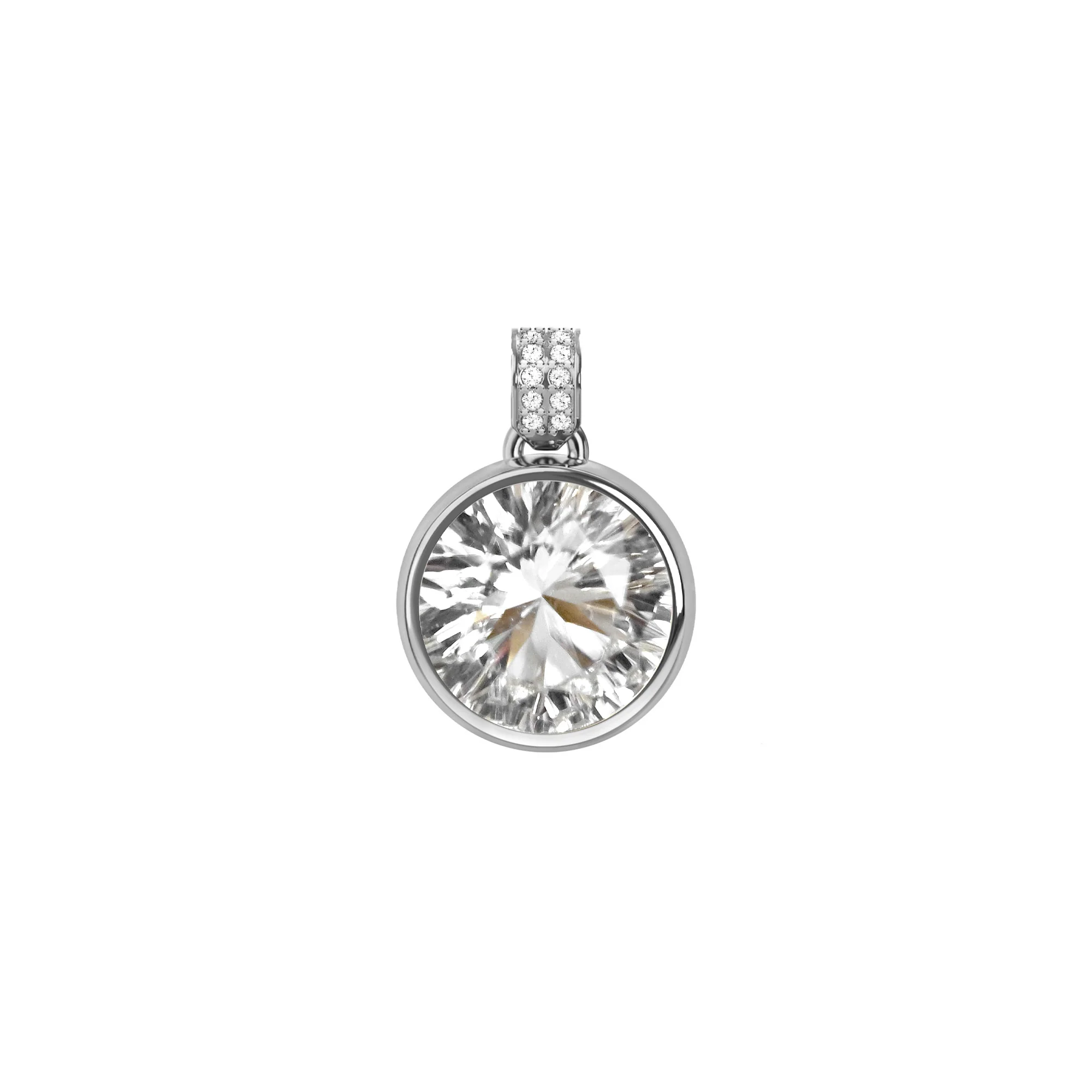Jamestown White Topaz Pendant with Diamond Bail in 14k Gold (April) - Image 5