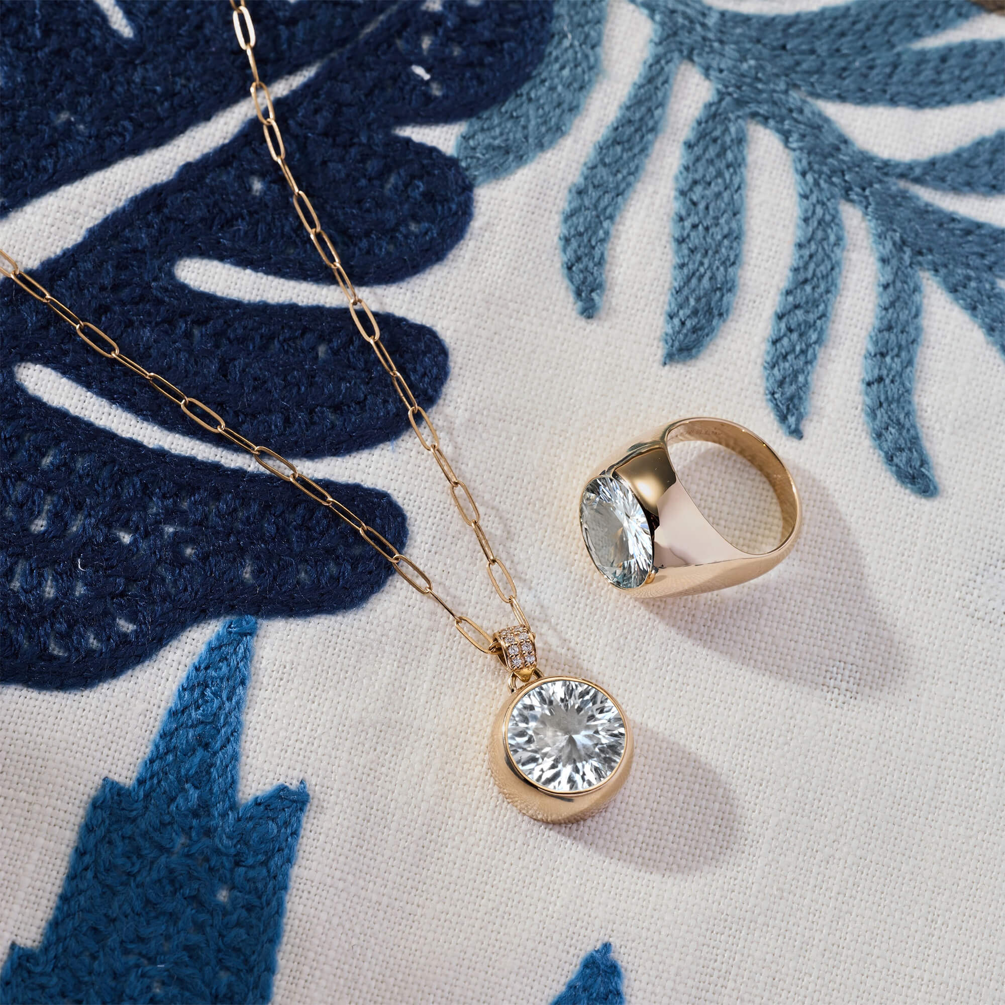 Jamestown White Topaz Pendant with Diamond Bail in 14k Gold (April) - Image 6