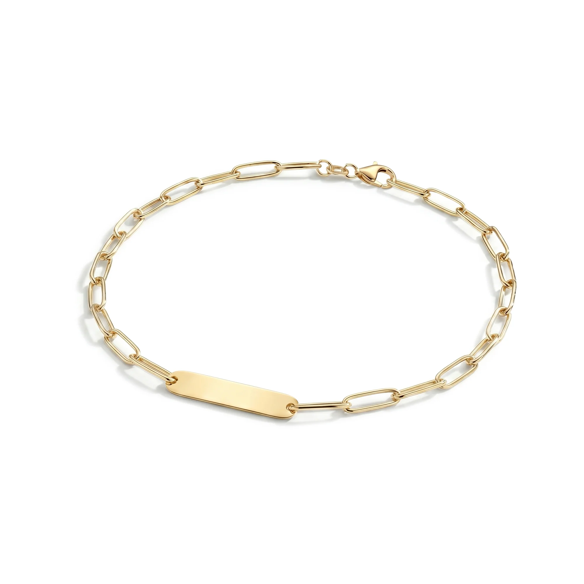 Large 1 Nameplate Bracelet on Adelaide in 14k Gold - Image 4