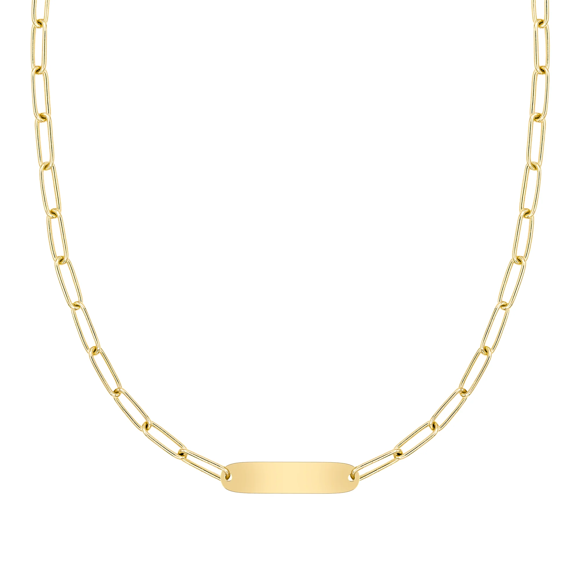 Large 1 Nameplate Necklace on Adelaide in 14k Gold