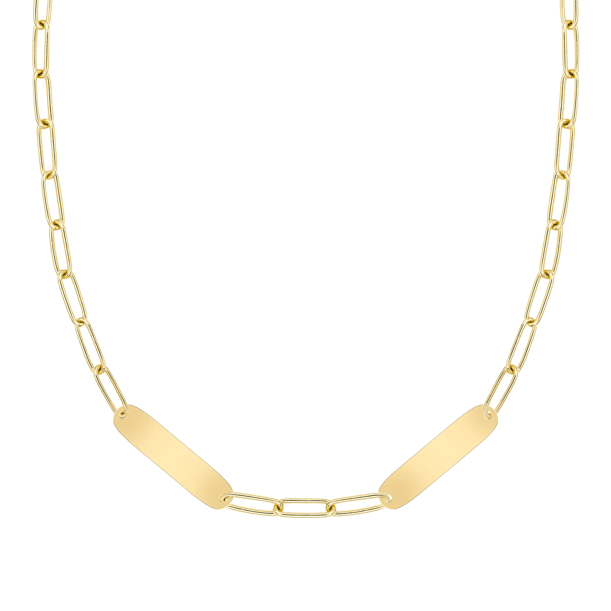 Large 2 Nameplate Necklace on Adelaide in 14k Gold