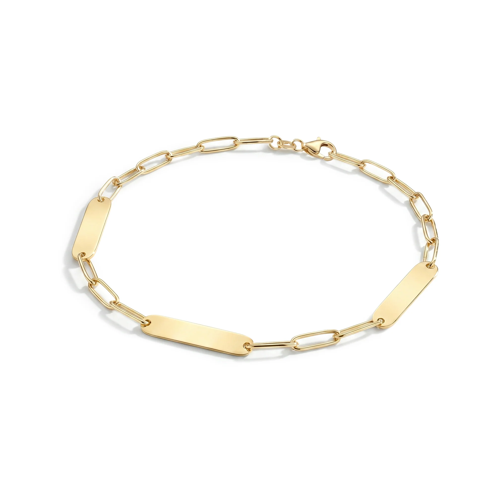 Large 3 Nameplate Bracelet on Adelaide in 14k Gold - Image 4