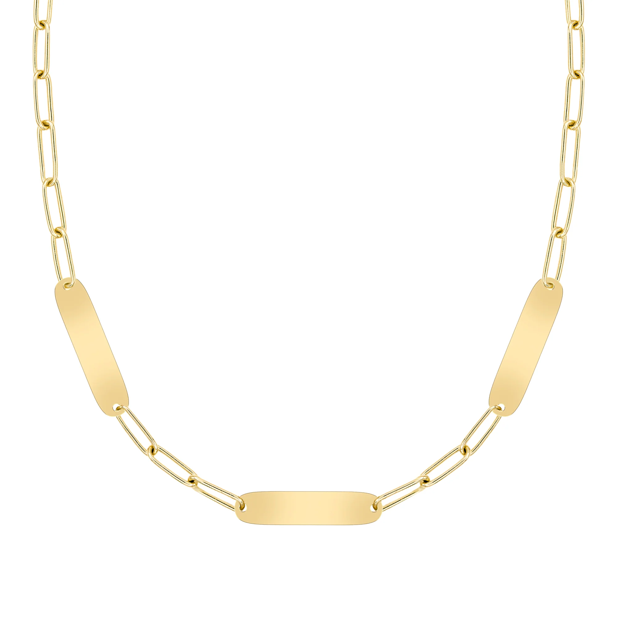 Large 3 Nameplate Necklace on Adelaide in 14k Gold